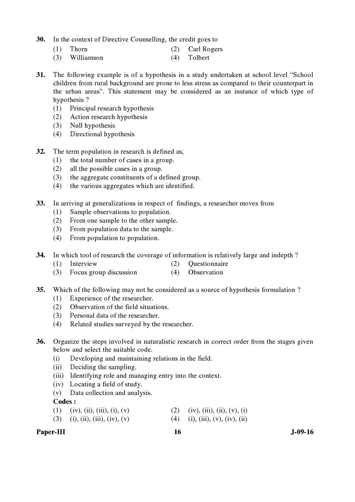 UGC NET Education Question Paper III Set 2 July 2016 16