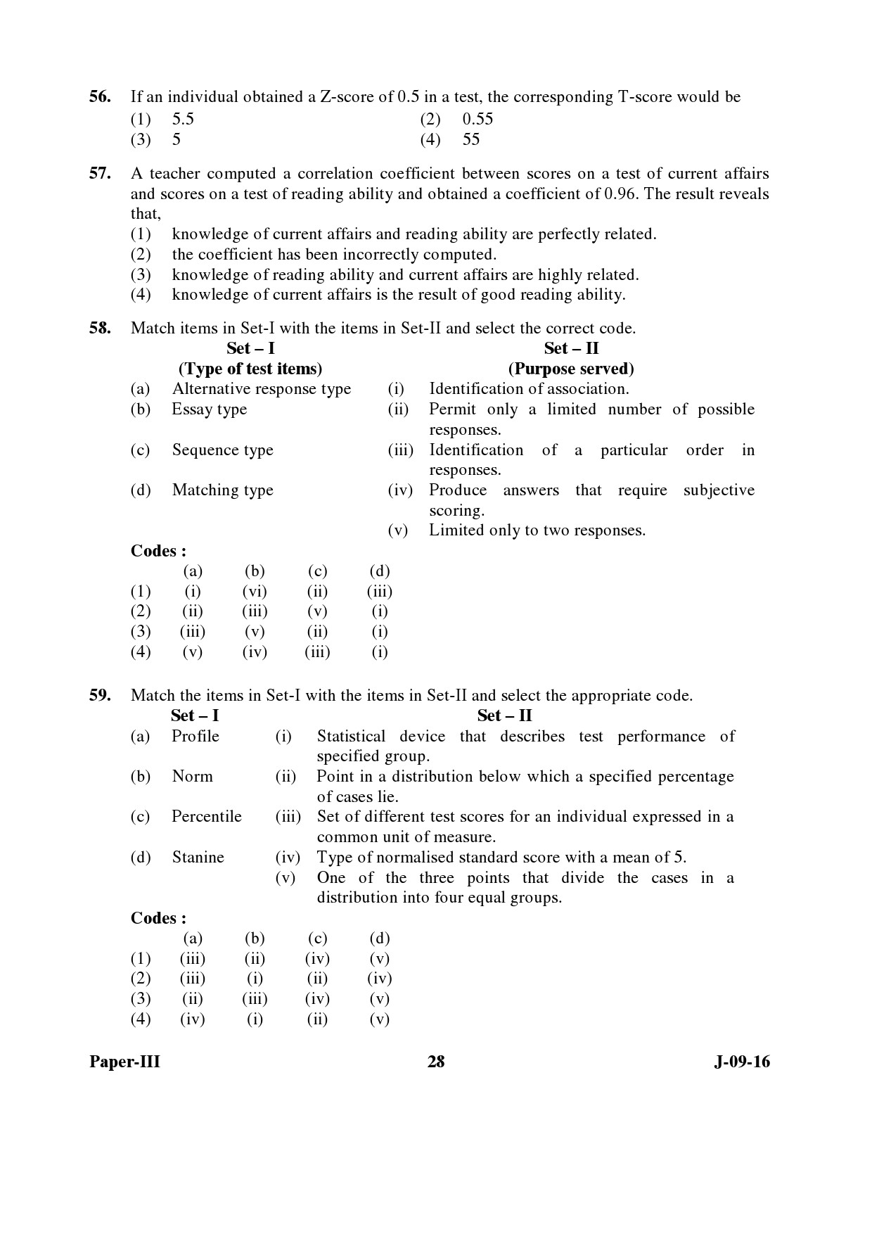 UGC NET Education Question Paper III Set 2 July 2016 28