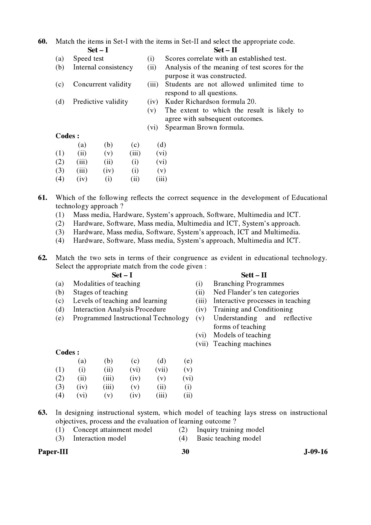 UGC NET Education Question Paper III Set 2 July 2016 30