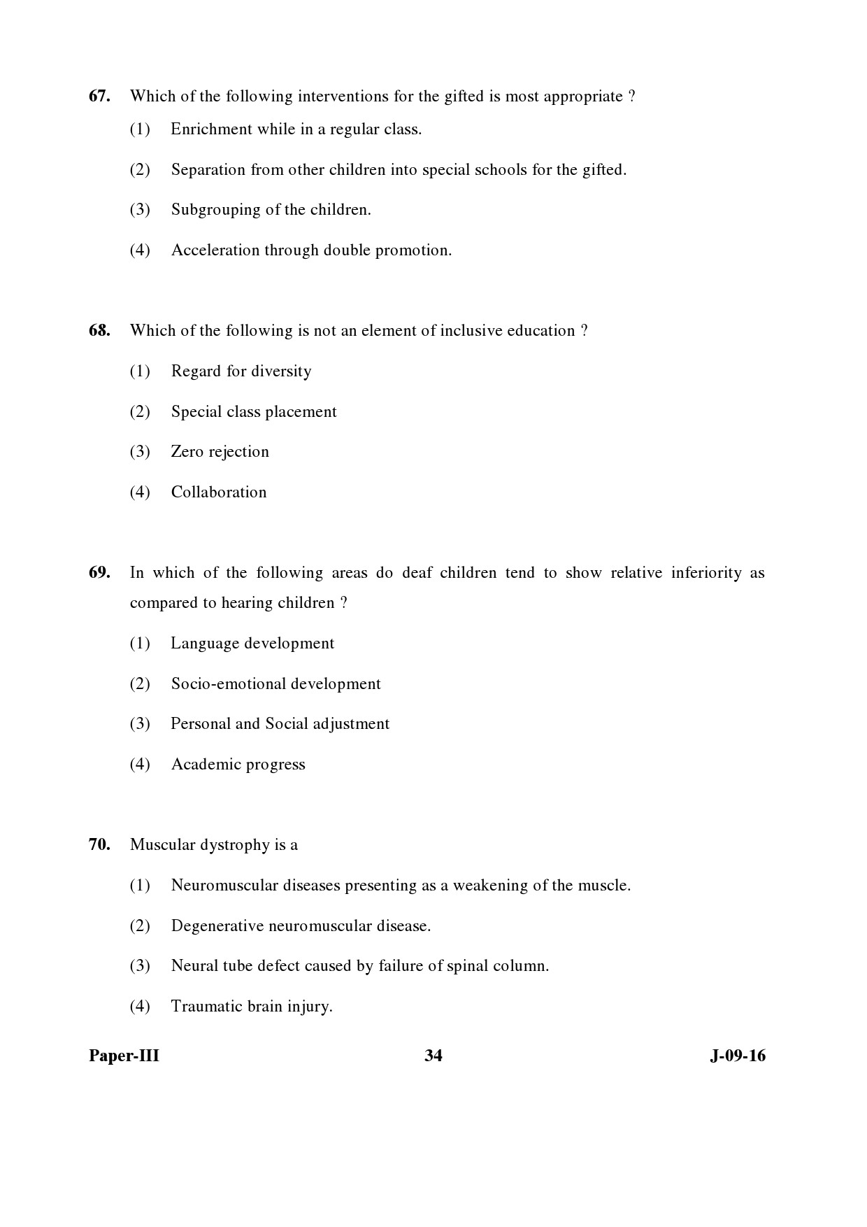 UGC NET Education Question Paper III Set 2 July 2016 34