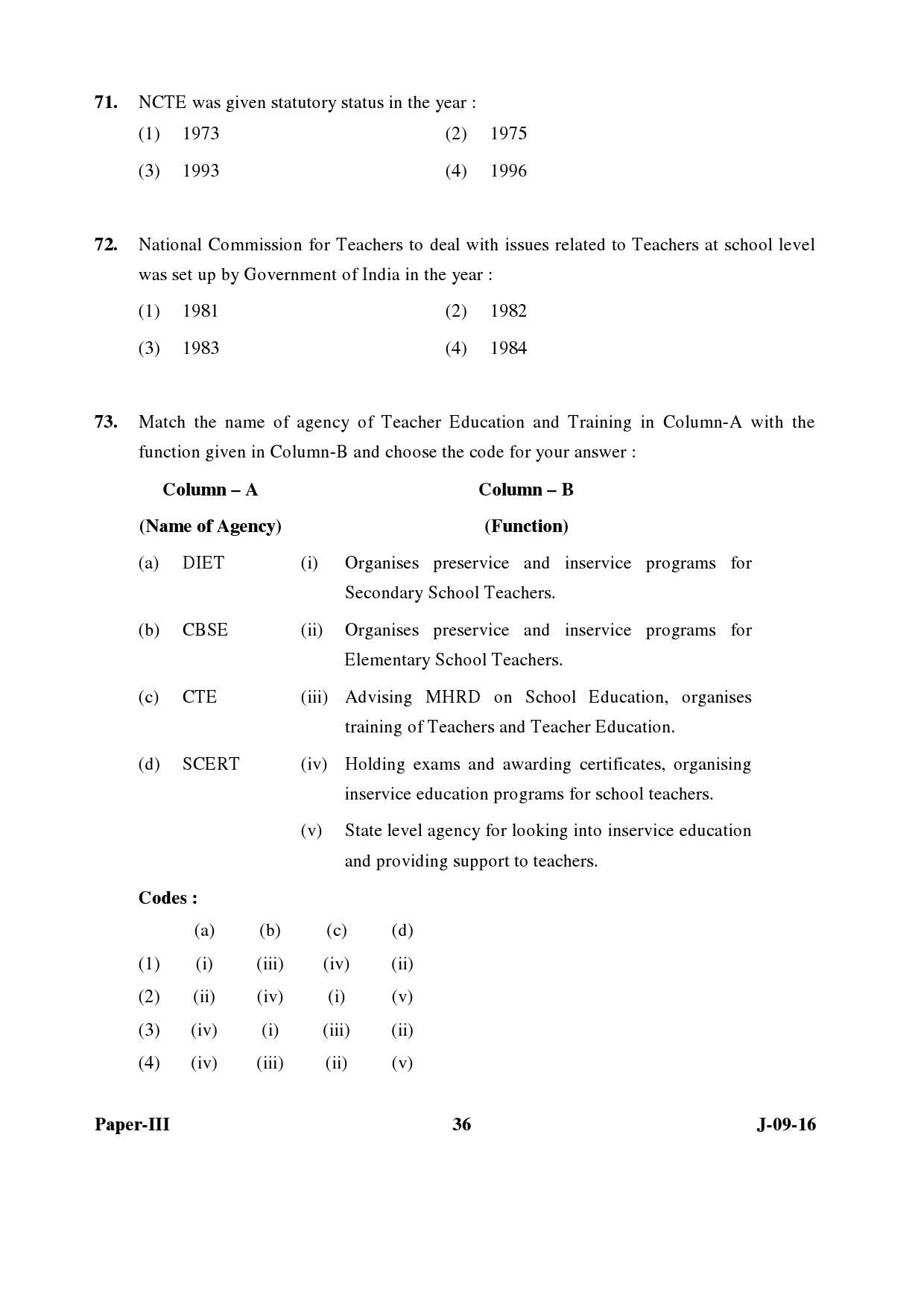 UGC NET Education Question Paper III Set 2 July 2016 36