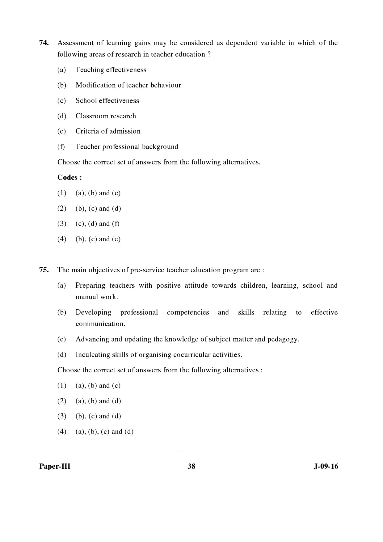 UGC NET Education Question Paper III Set 2 July 2016 38