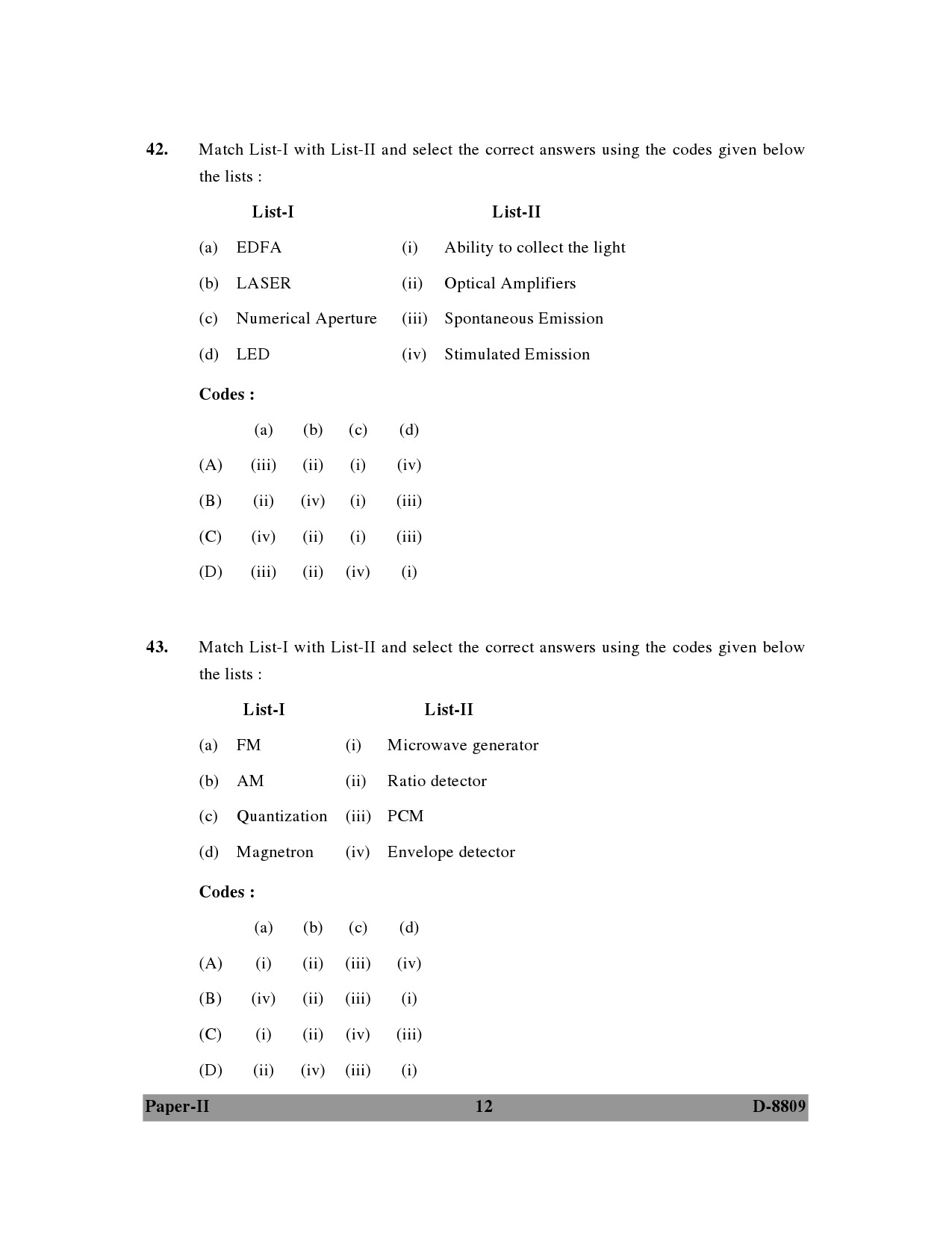 UGC NET Electronic Science Question Paper II December 2009 12