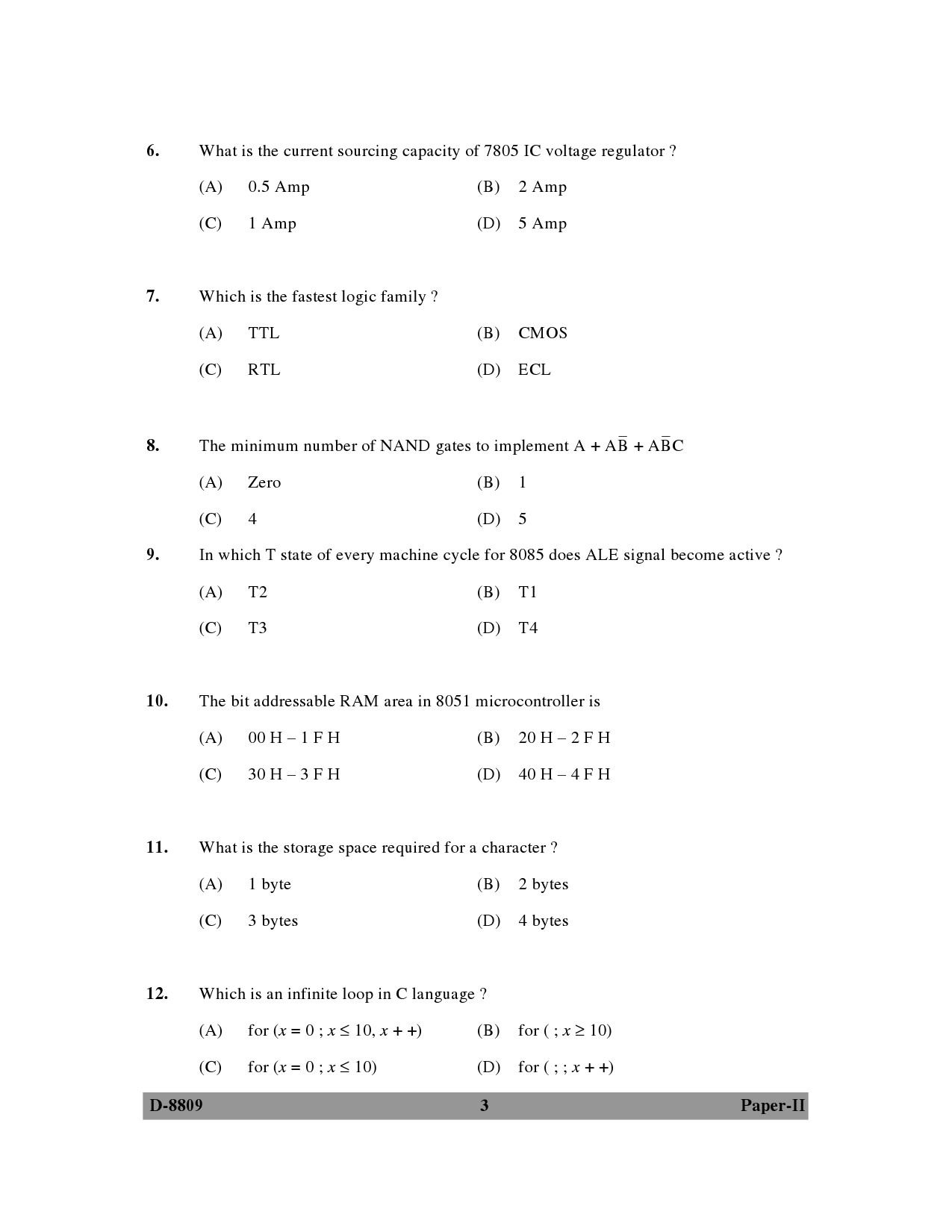 UGC NET Electronic Science Question Paper II December 2009 3