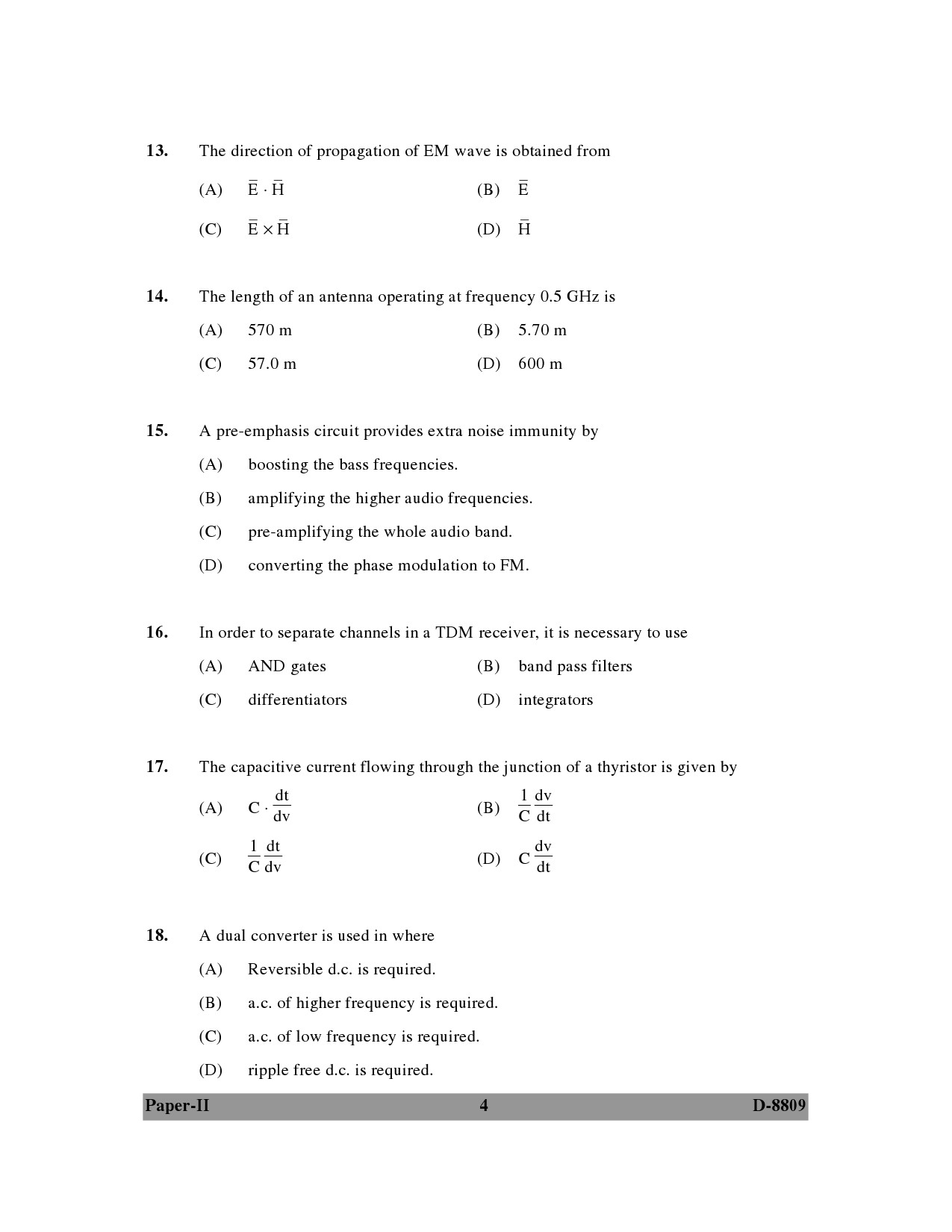 UGC NET Electronic Science Question Paper II December 2009 4