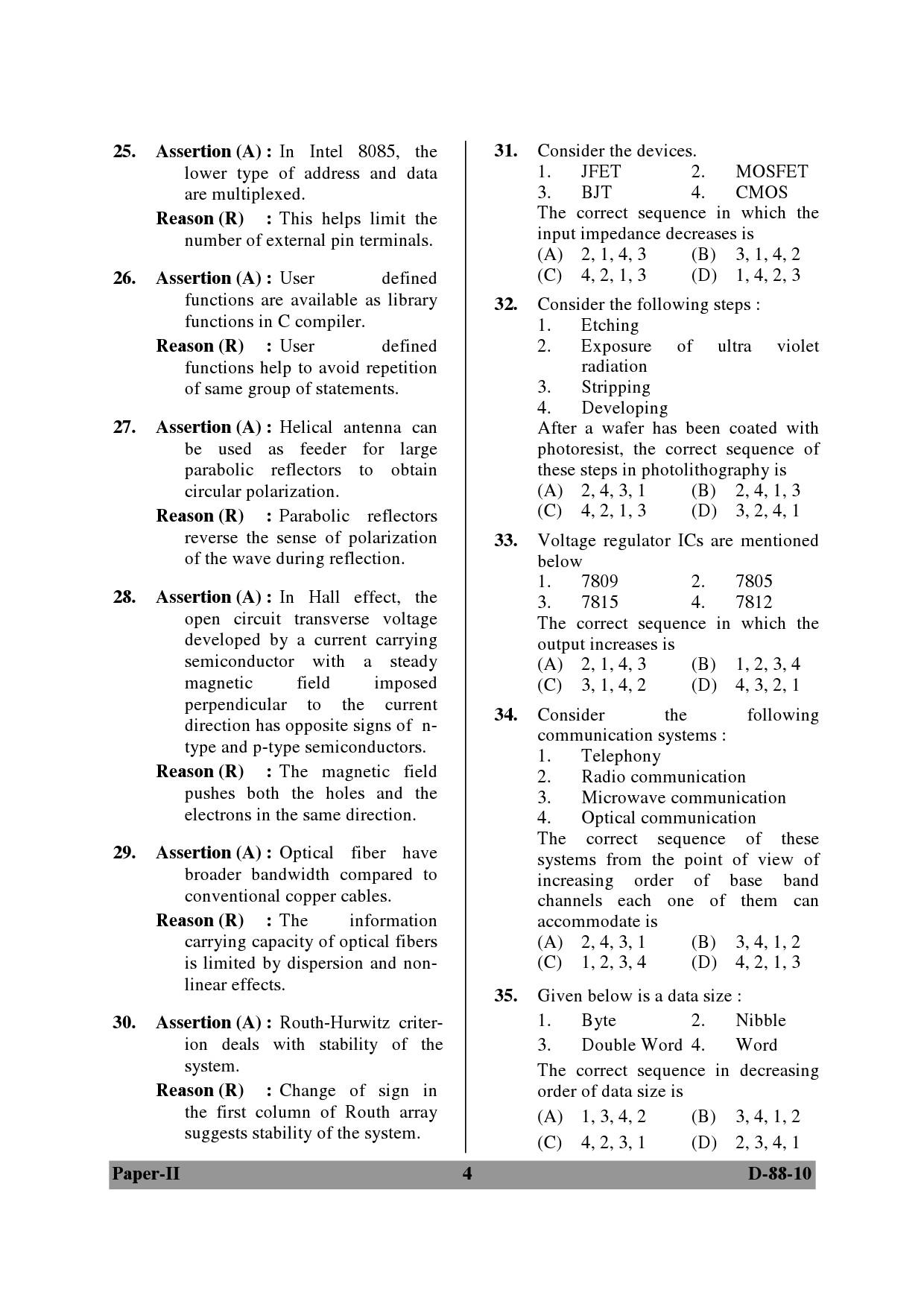 UGC NET Electronic Science Question Paper II December 2010 4