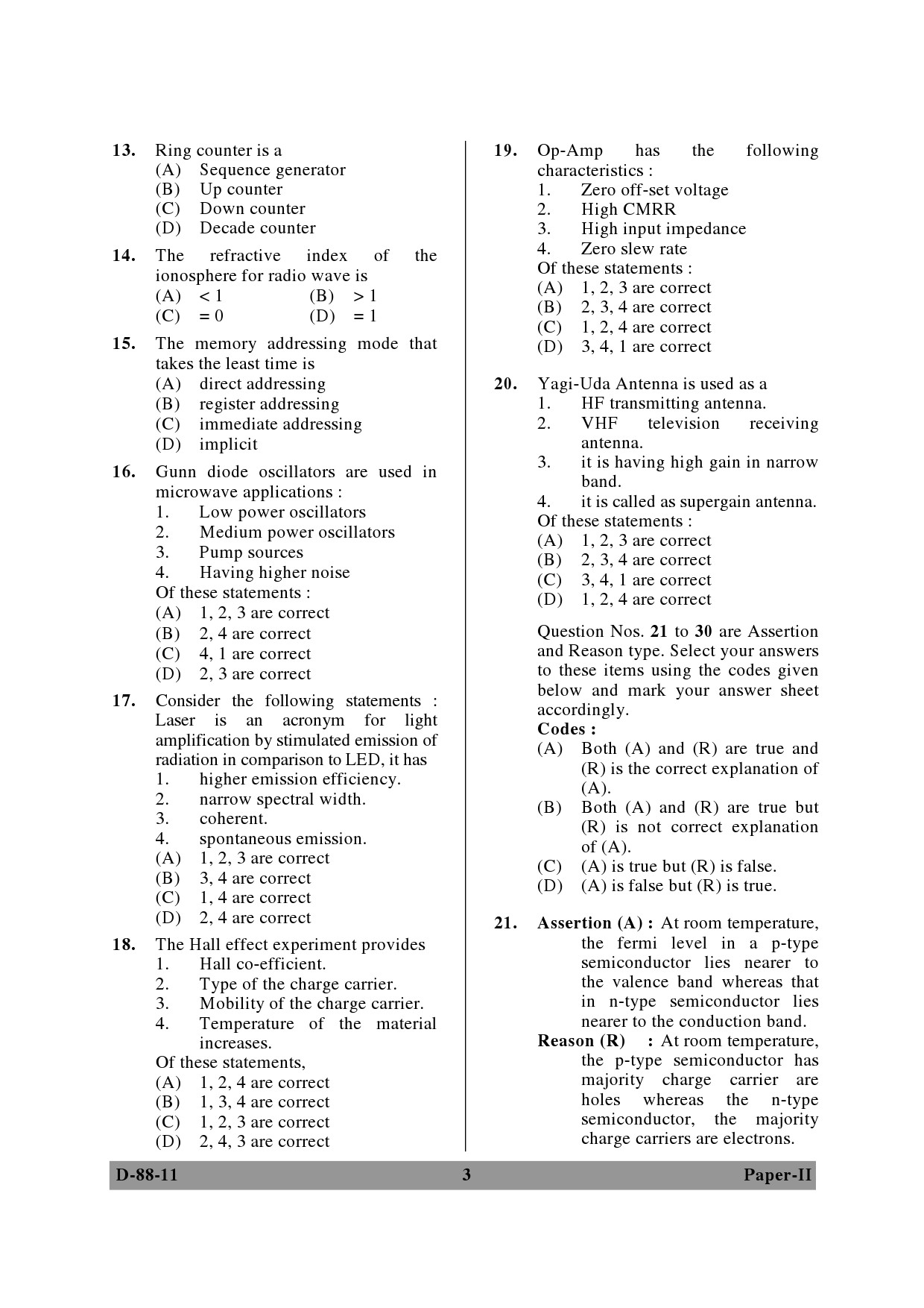 UGC NET Electronic Science Question Paper II December 2011 3