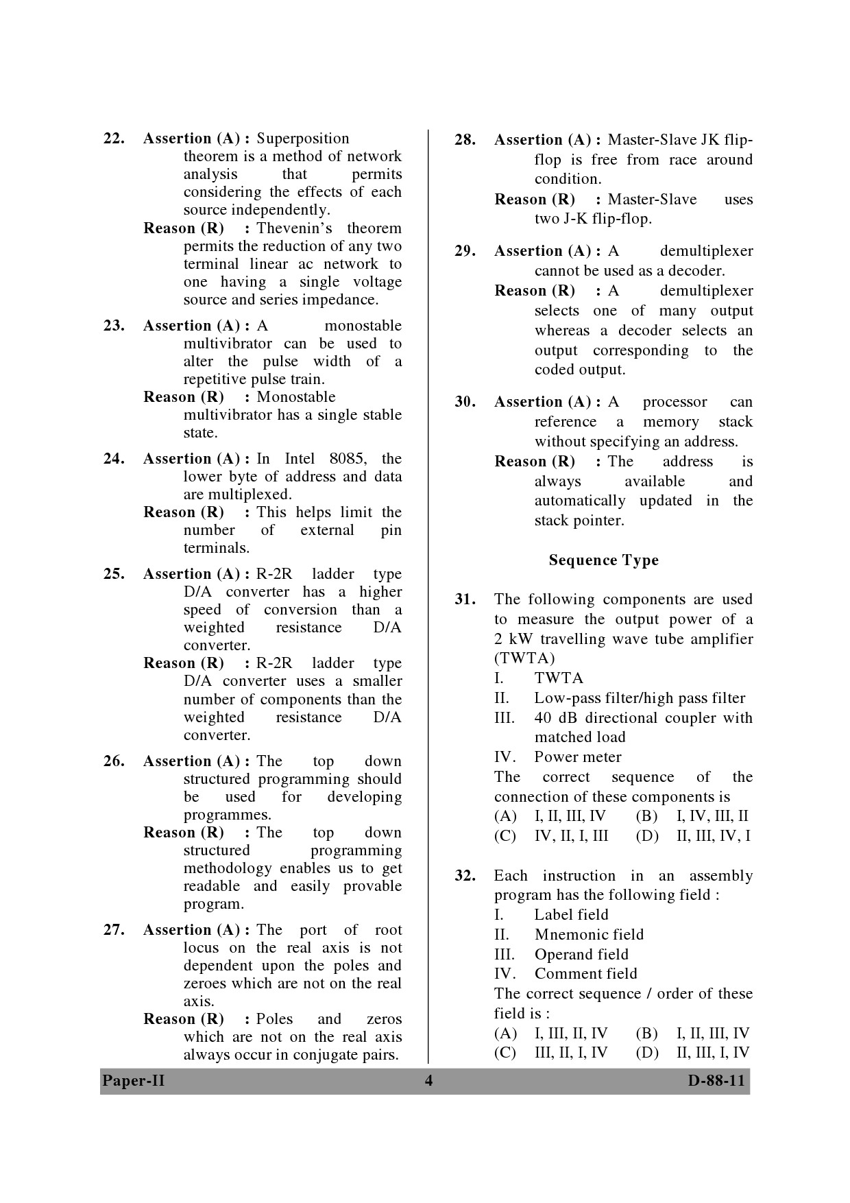 UGC NET Electronic Science Question Paper II December 2011 4