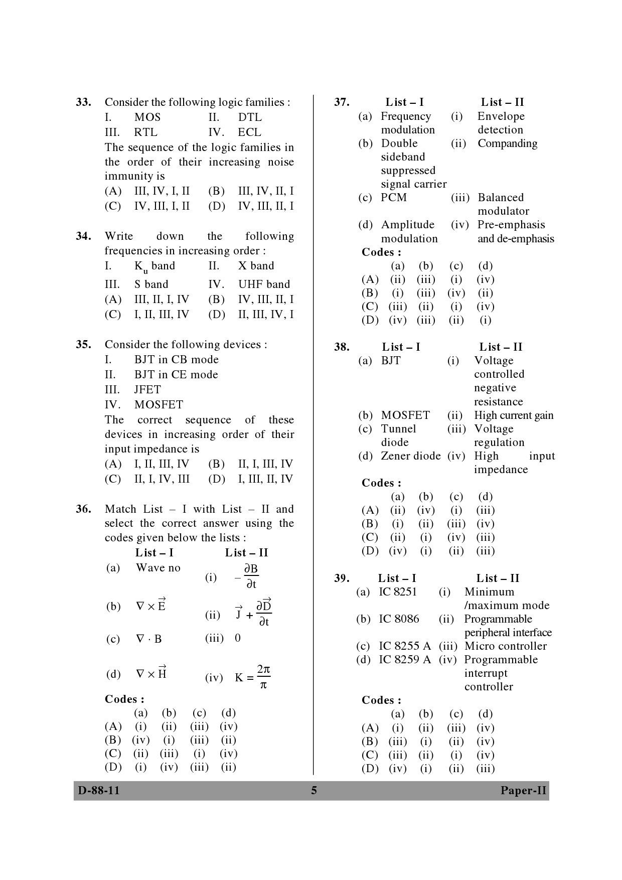 UGC NET Electronic Science Question Paper II December 2011 5