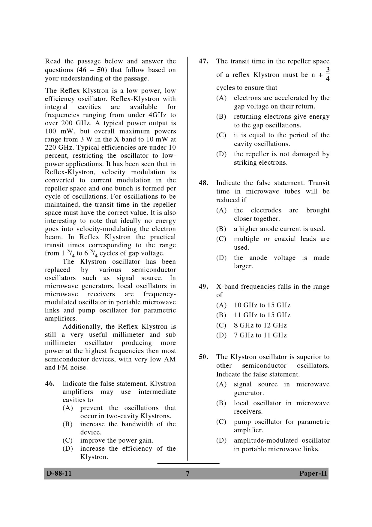 UGC NET Electronic Science Question Paper II December 2011 7