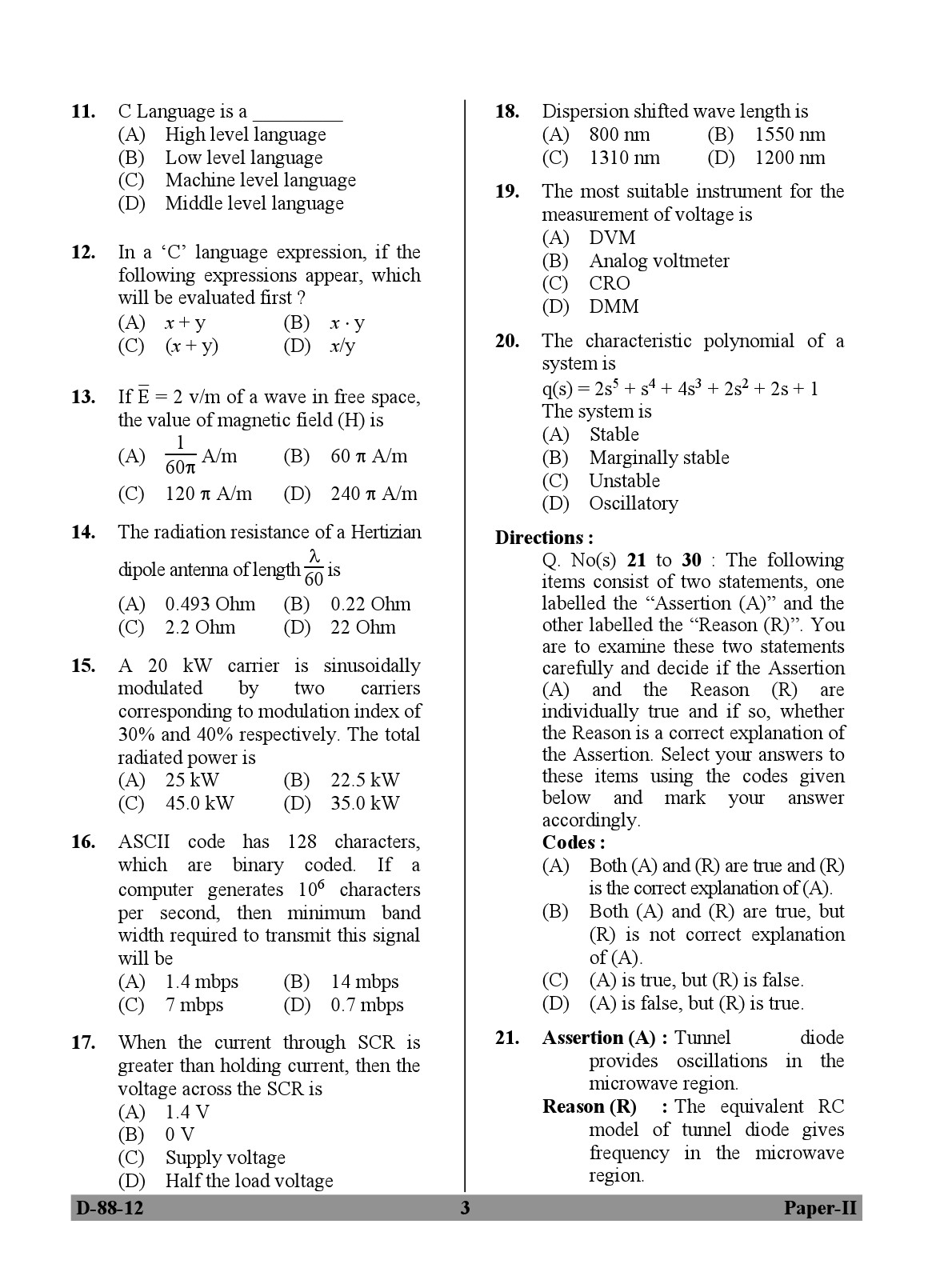 UGC NET Electronic Science Question Paper II December 2012 3