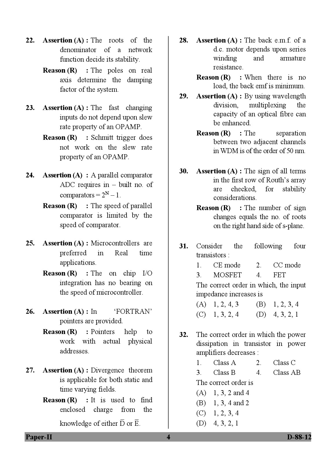 UGC NET Electronic Science Question Paper II December 2012 4