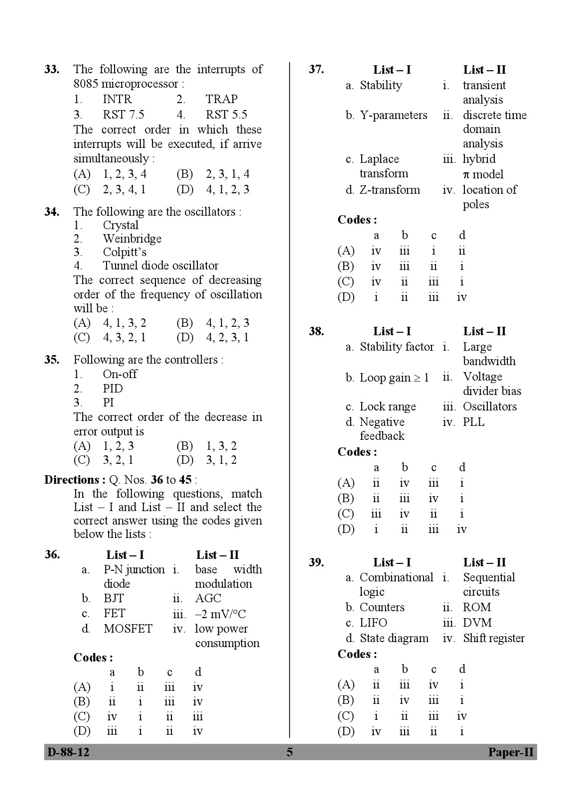 UGC NET Electronic Science Question Paper II December 2012 5