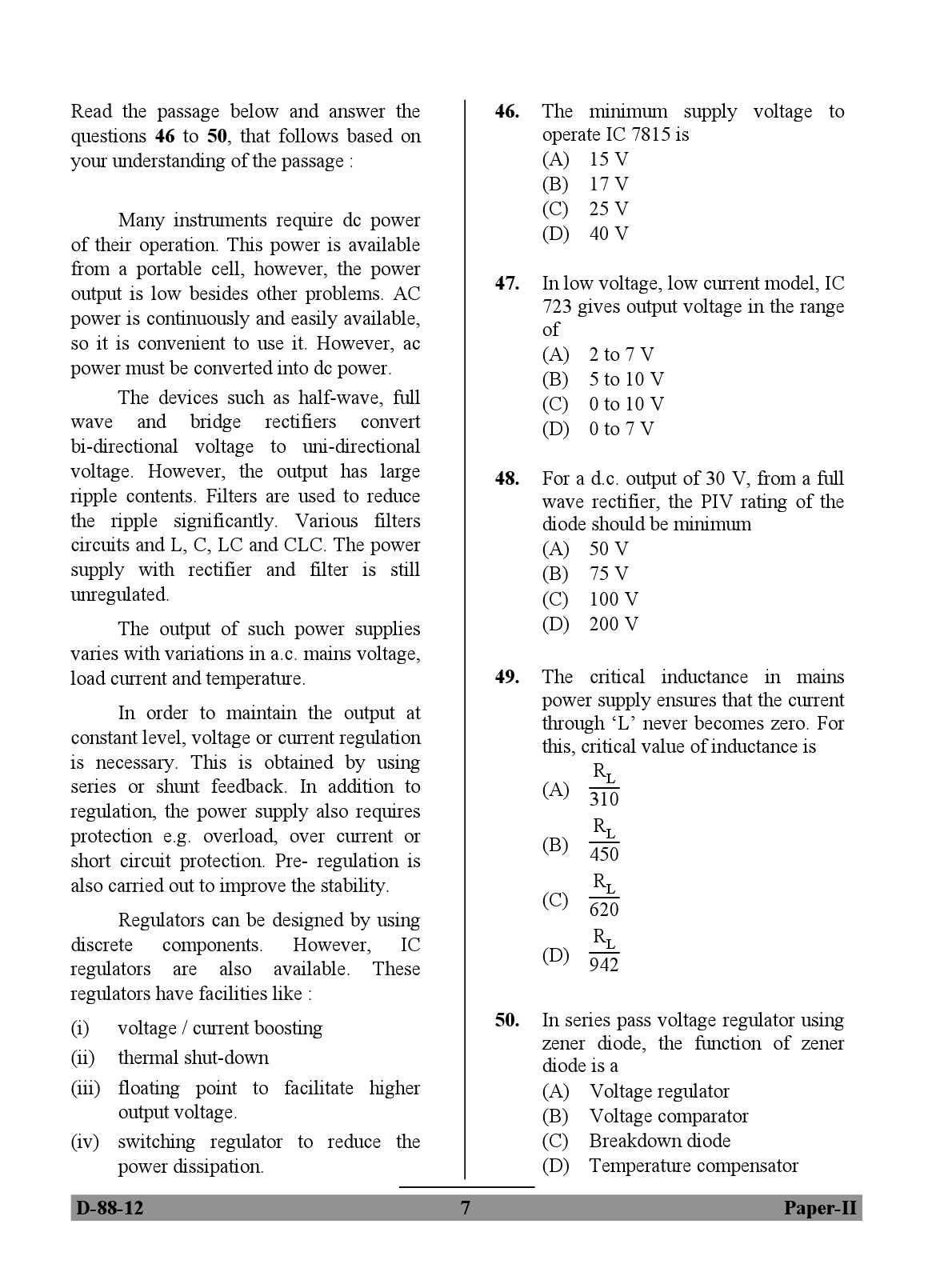 UGC NET Electronic Science Question Paper II December 2012 7