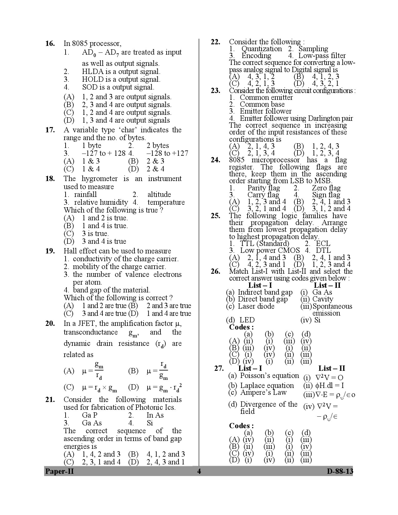 UGC NET Electronic Science Question Paper II December 2013 4