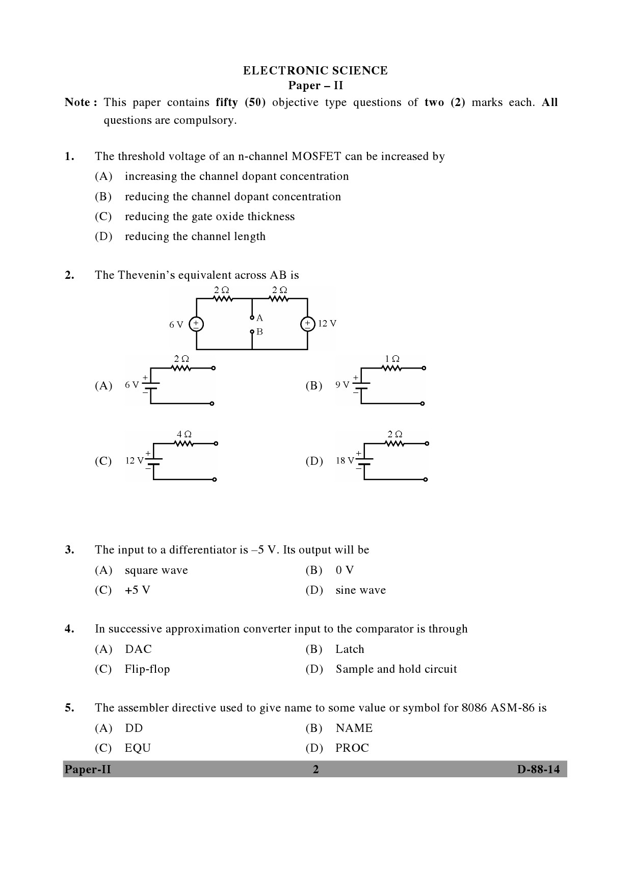 UGC NET Electronic Science Question Paper II December 2014 2