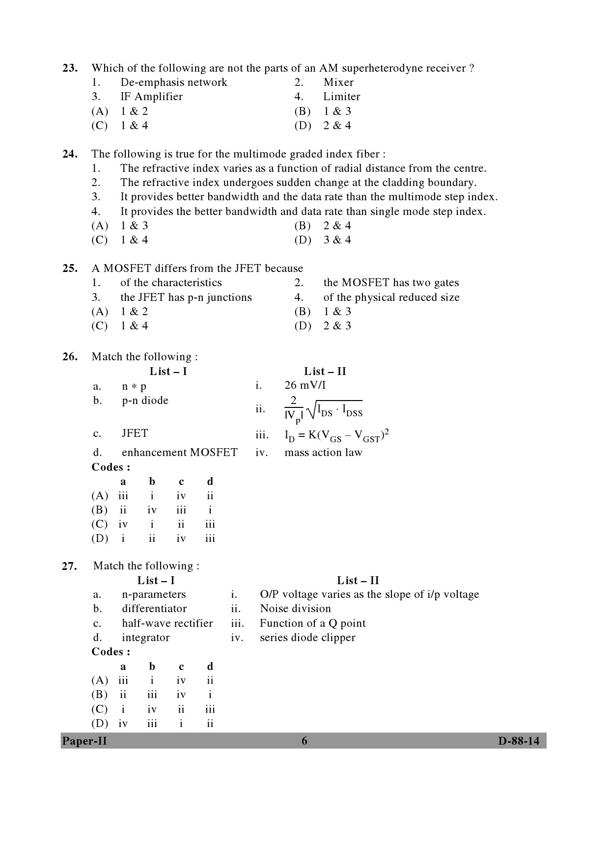 UGC NET Electronic Science Question Paper II December 2014 6