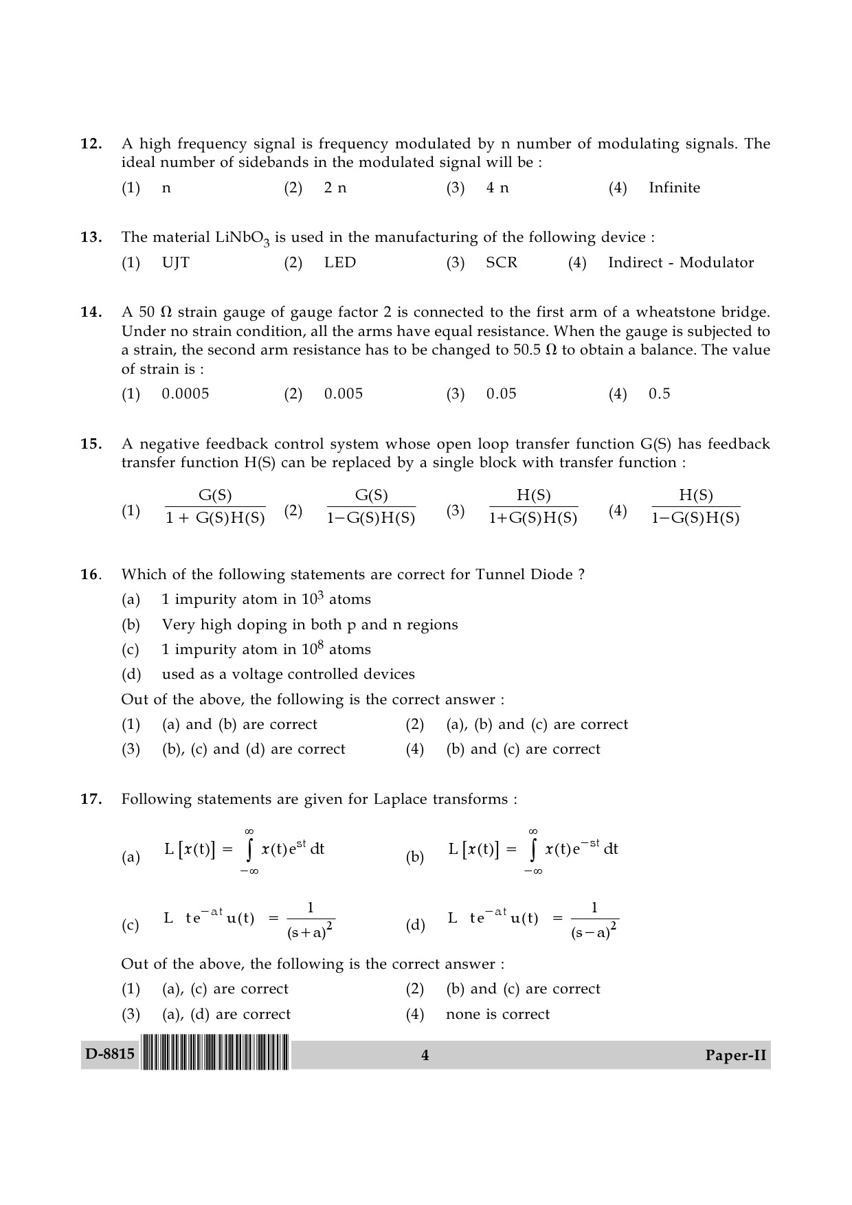 UGC NET Electronic Science Question Paper II December 2015 4