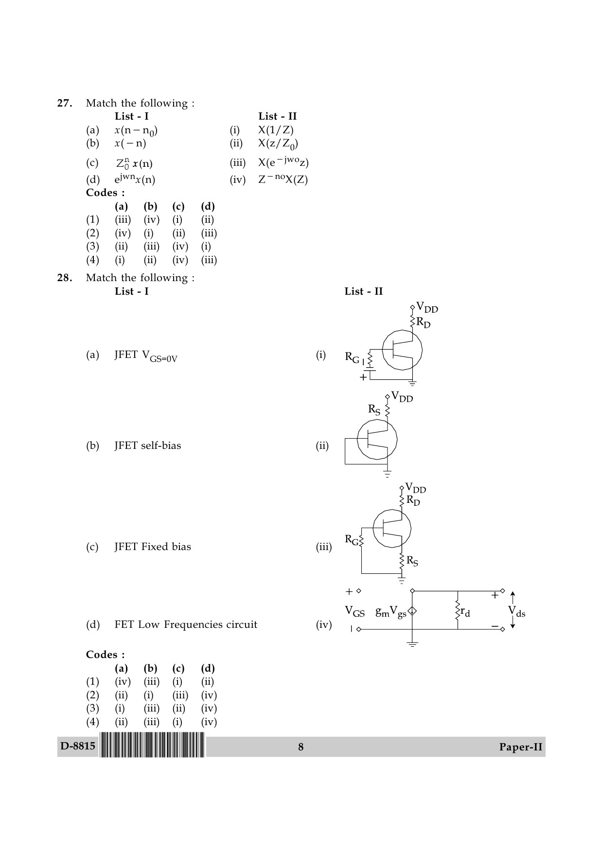 UGC NET Electronic Science Question Paper II December 2015 8