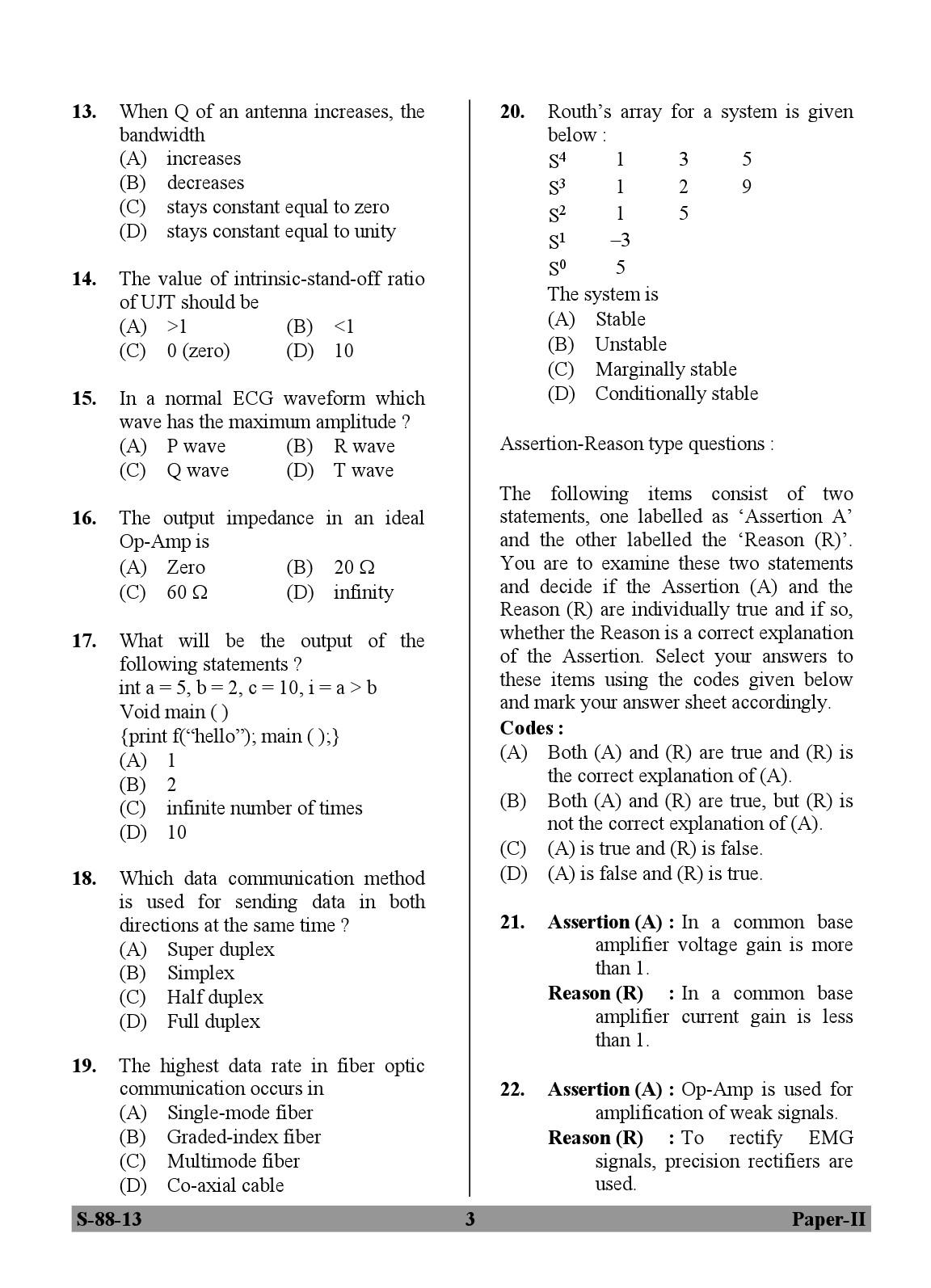 UGC NET Electronic Science Question Paper II Exam September 2013 3