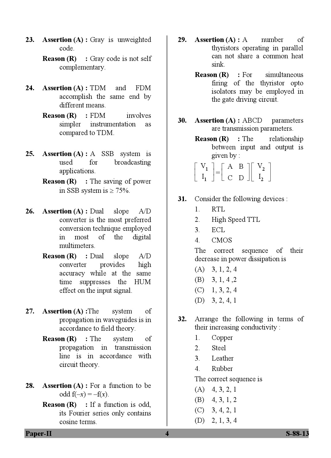 UGC NET Electronic Science Question Paper II Exam September 2013 4