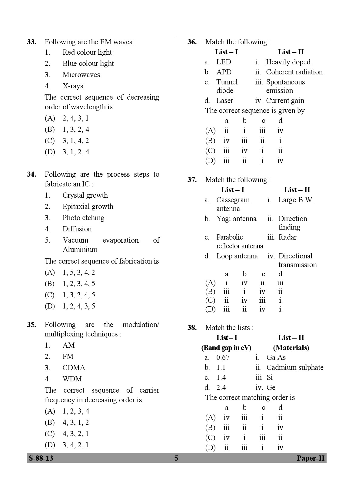 UGC NET Electronic Science Question Paper II Exam September 2013 5