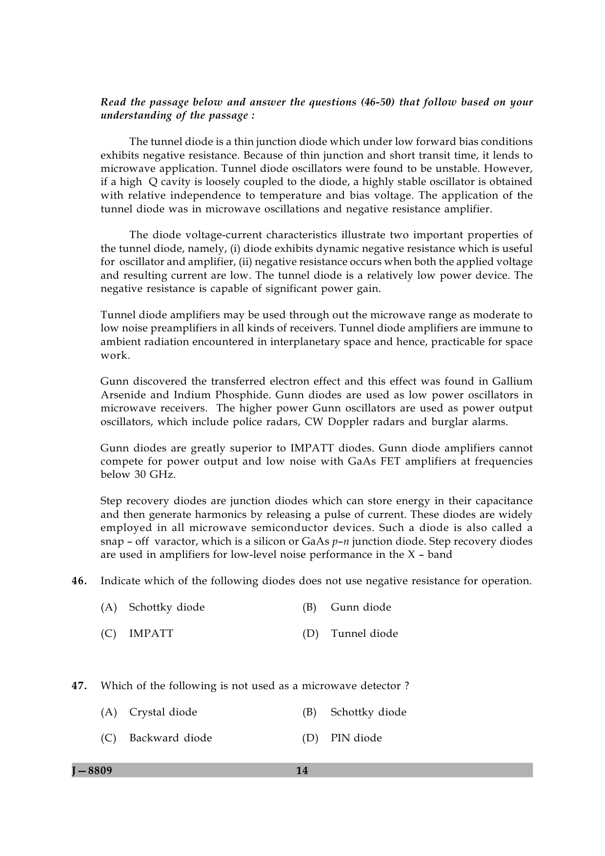 UGC NET Electronic Science Question Paper II June 2009 14