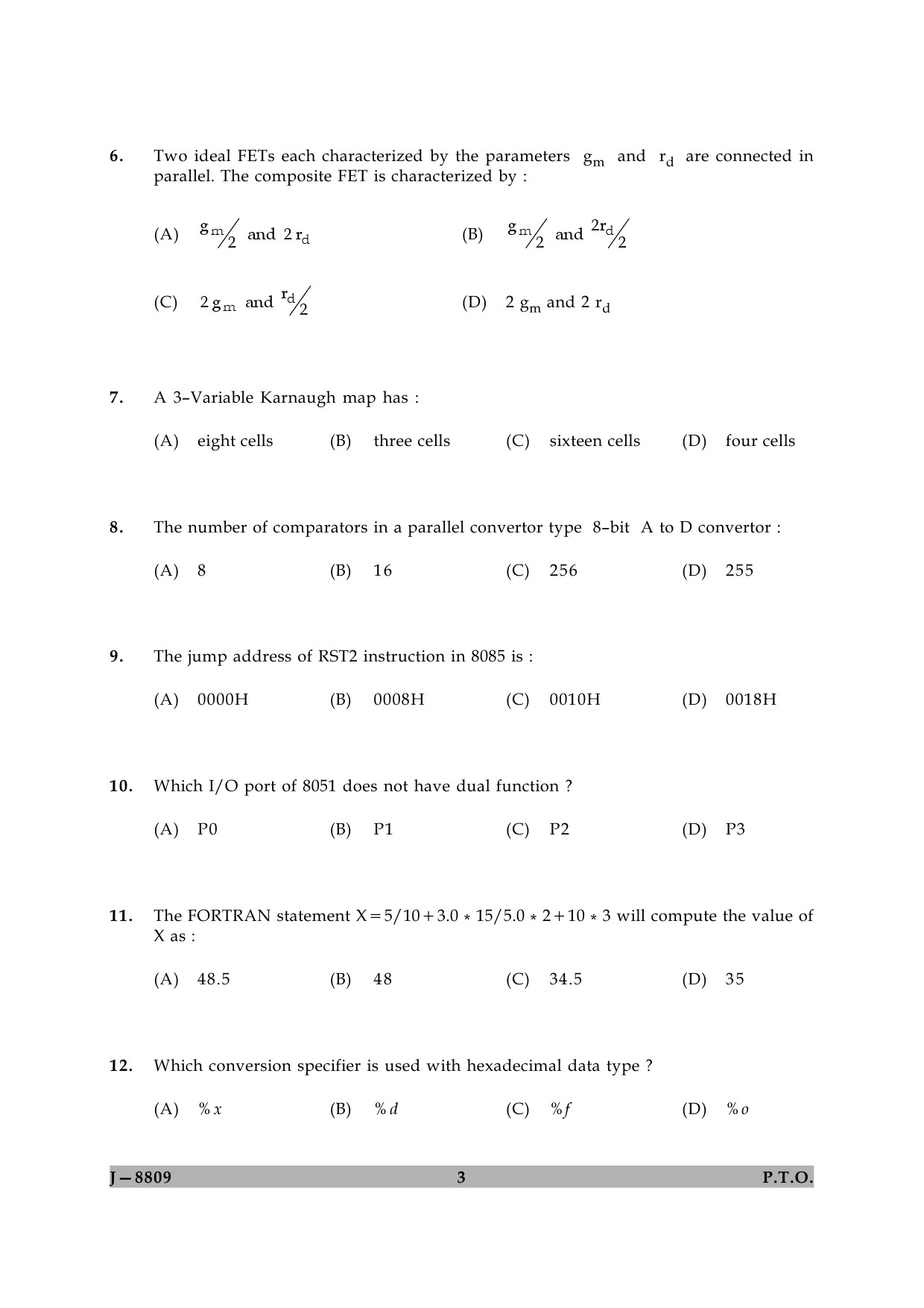 UGC NET Electronic Science Question Paper II June 2009 3