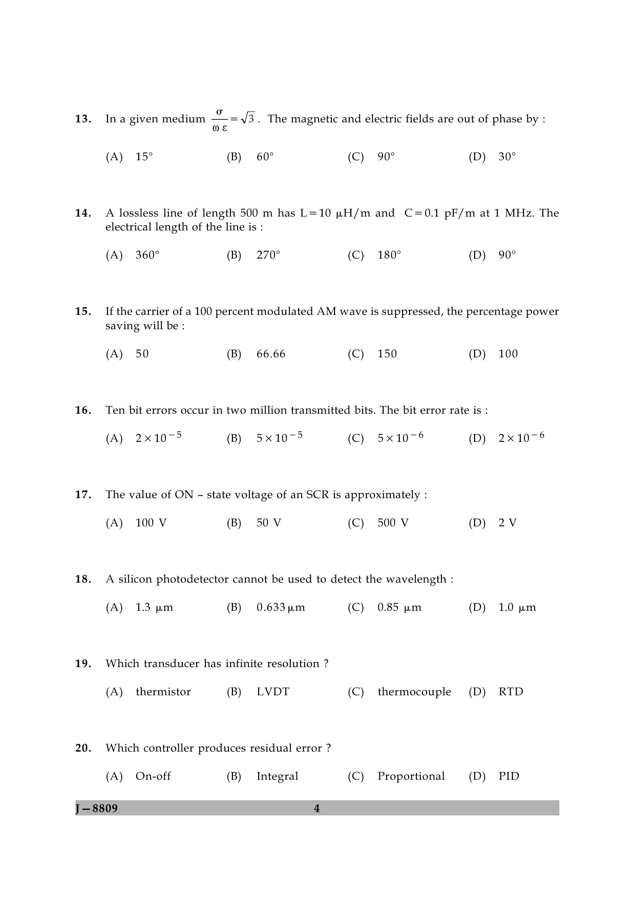 UGC NET Electronic Science Question Paper II June 2009 4