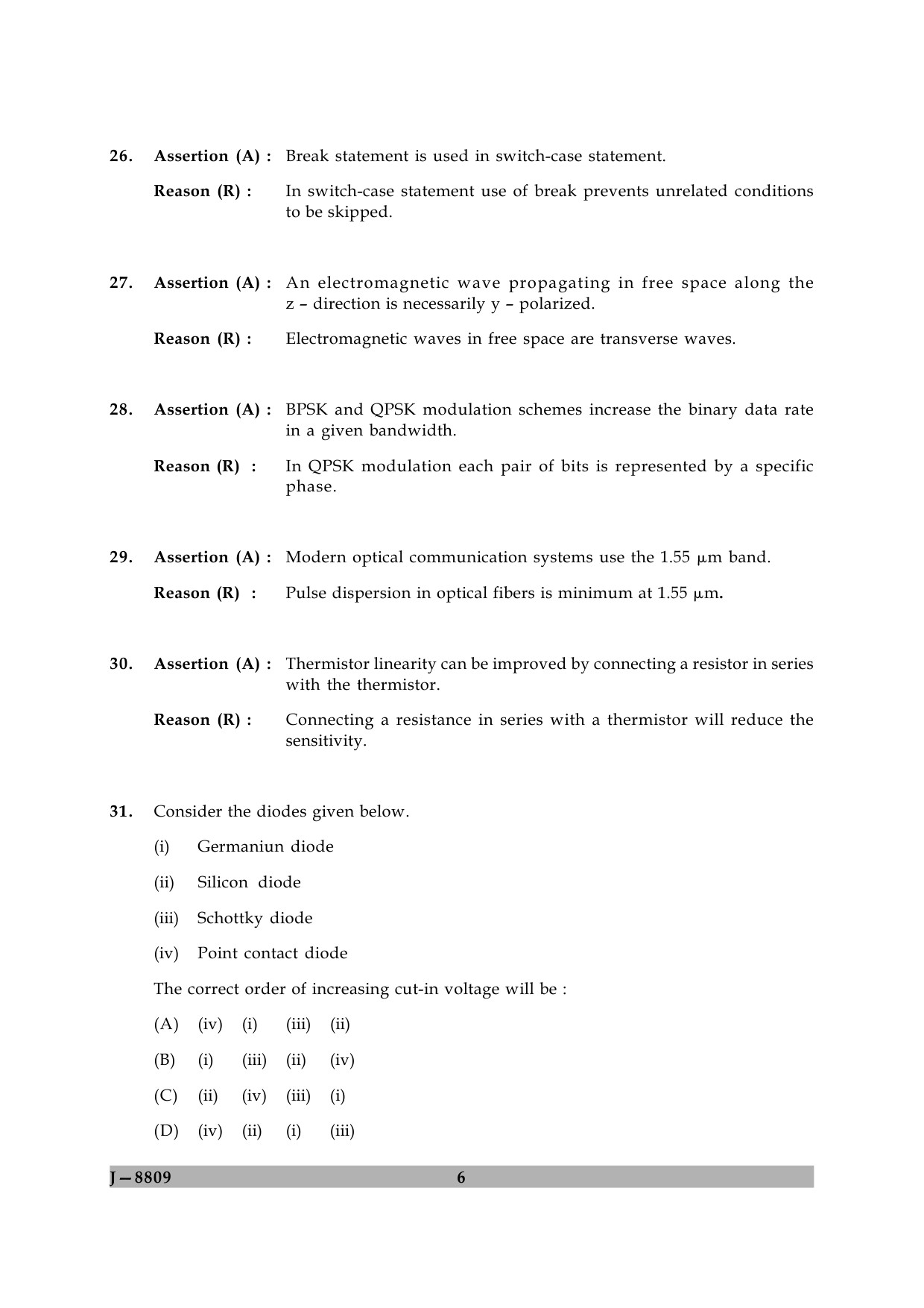 UGC NET Electronic Science Question Paper II June 2009 6