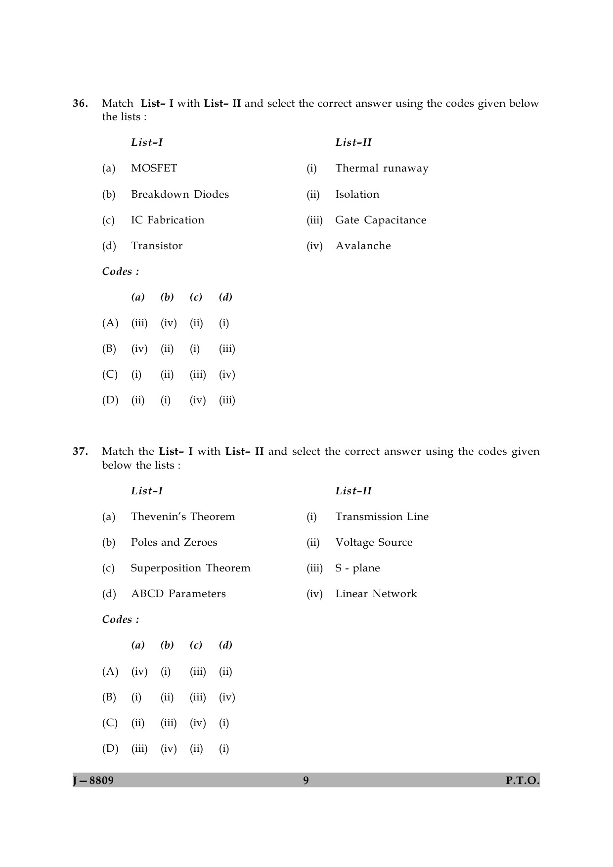 UGC NET Electronic Science Question Paper II June 2009 9