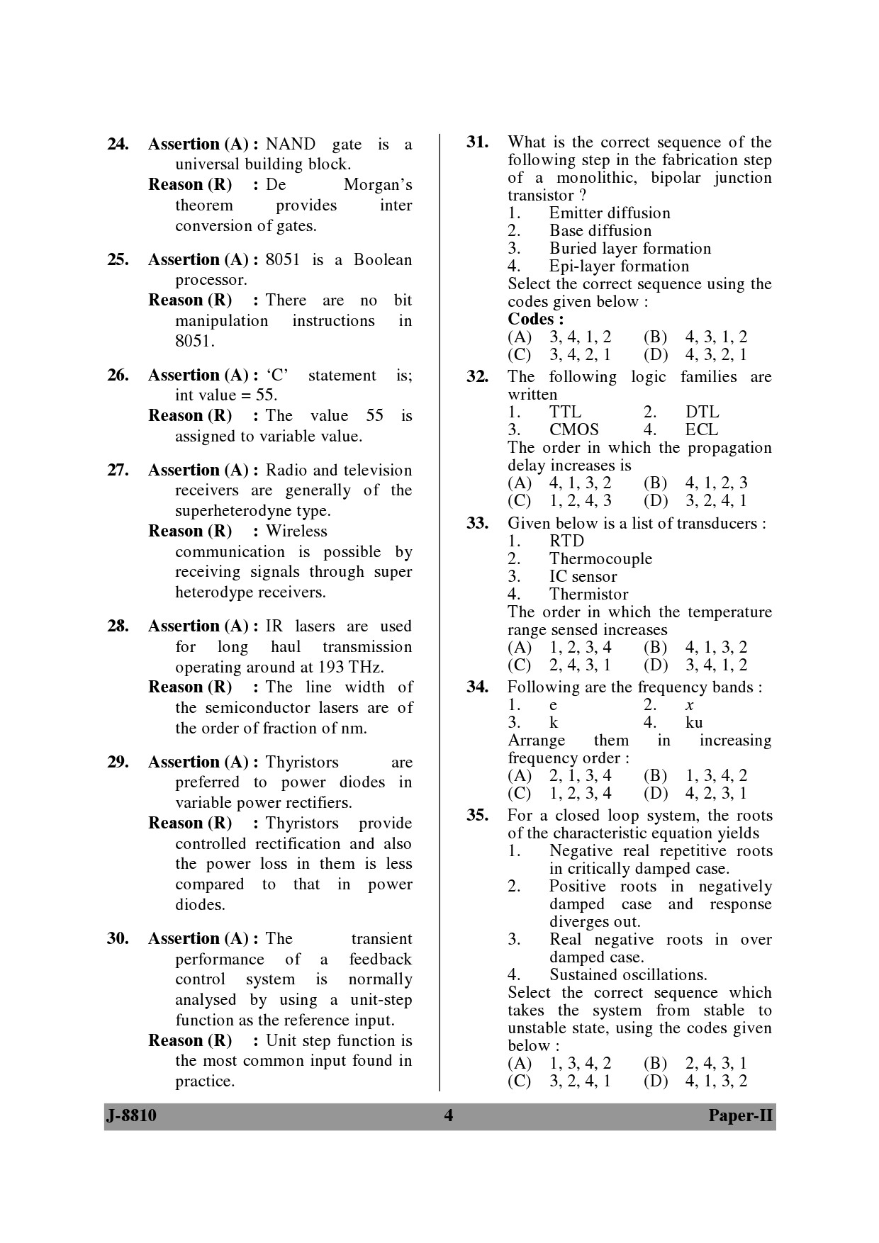 UGC NET Electronic Science Question Paper II June 2010 4