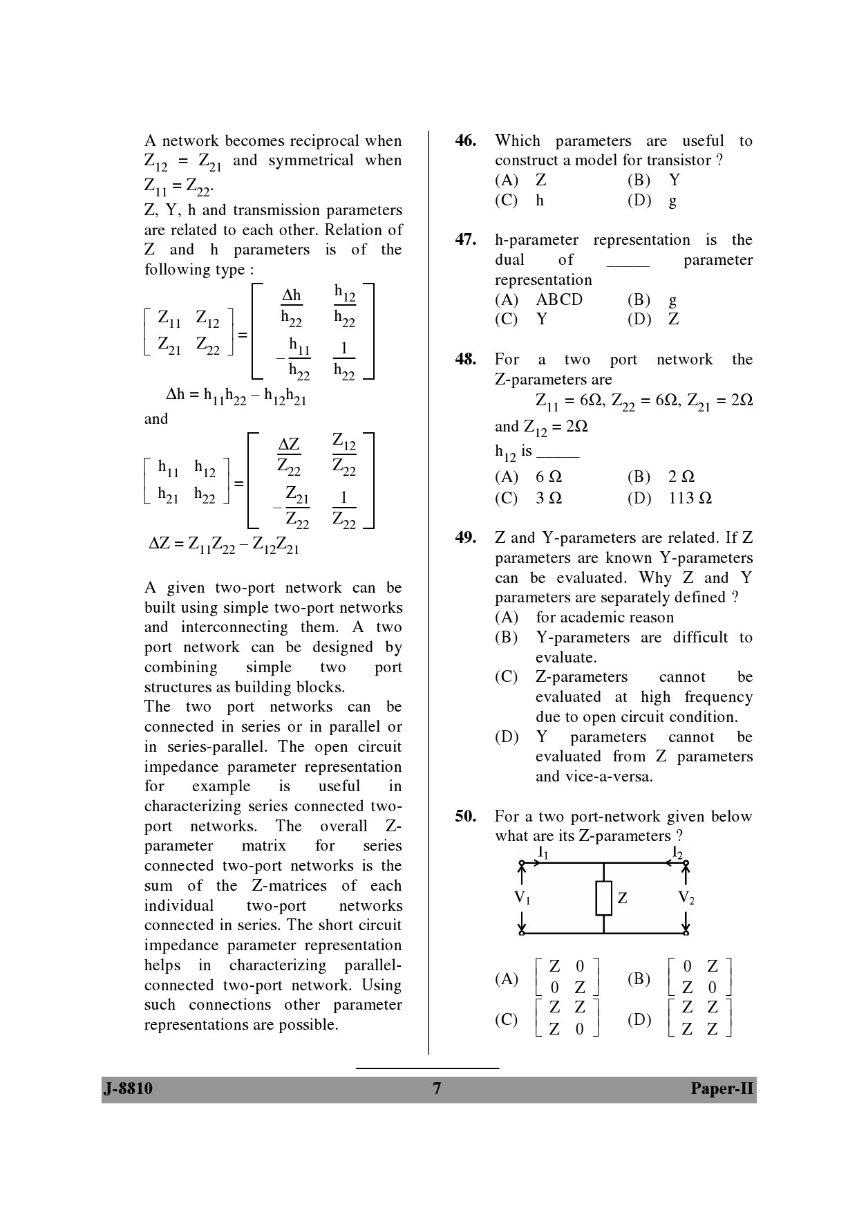 UGC NET Electronic Science Question Paper II June 2010 7