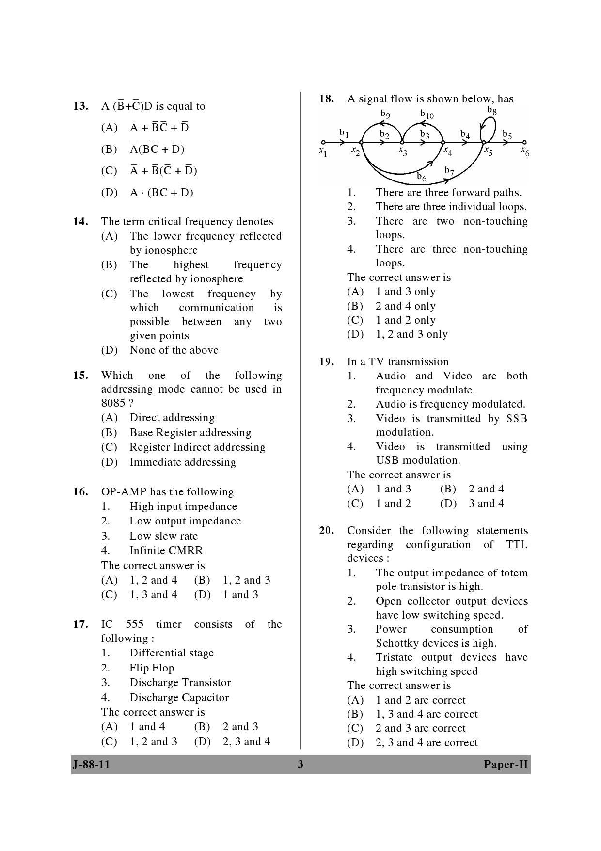 UGC NET Electronic Science Question Paper II June 2011 3