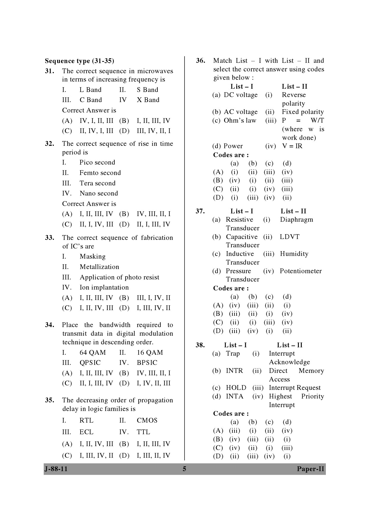 UGC NET Electronic Science Question Paper II June 2011 5