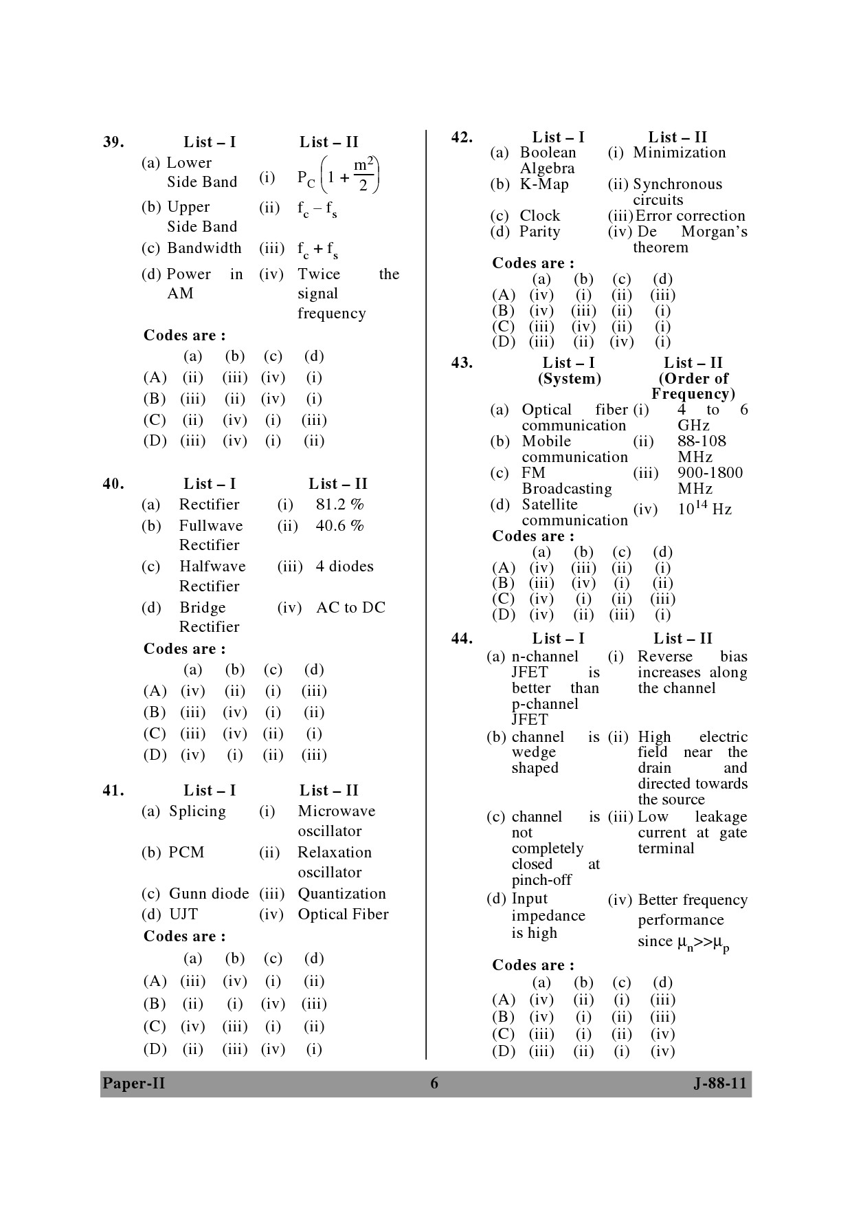 UGC NET Electronic Science Question Paper II June 2011 6