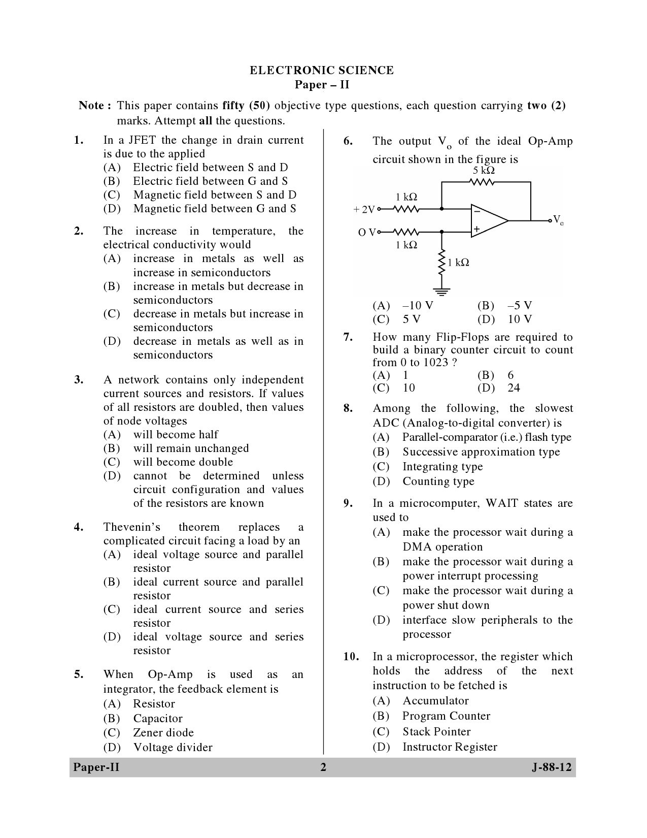 UGC NET Electronic Science Question Paper II June 2012 2