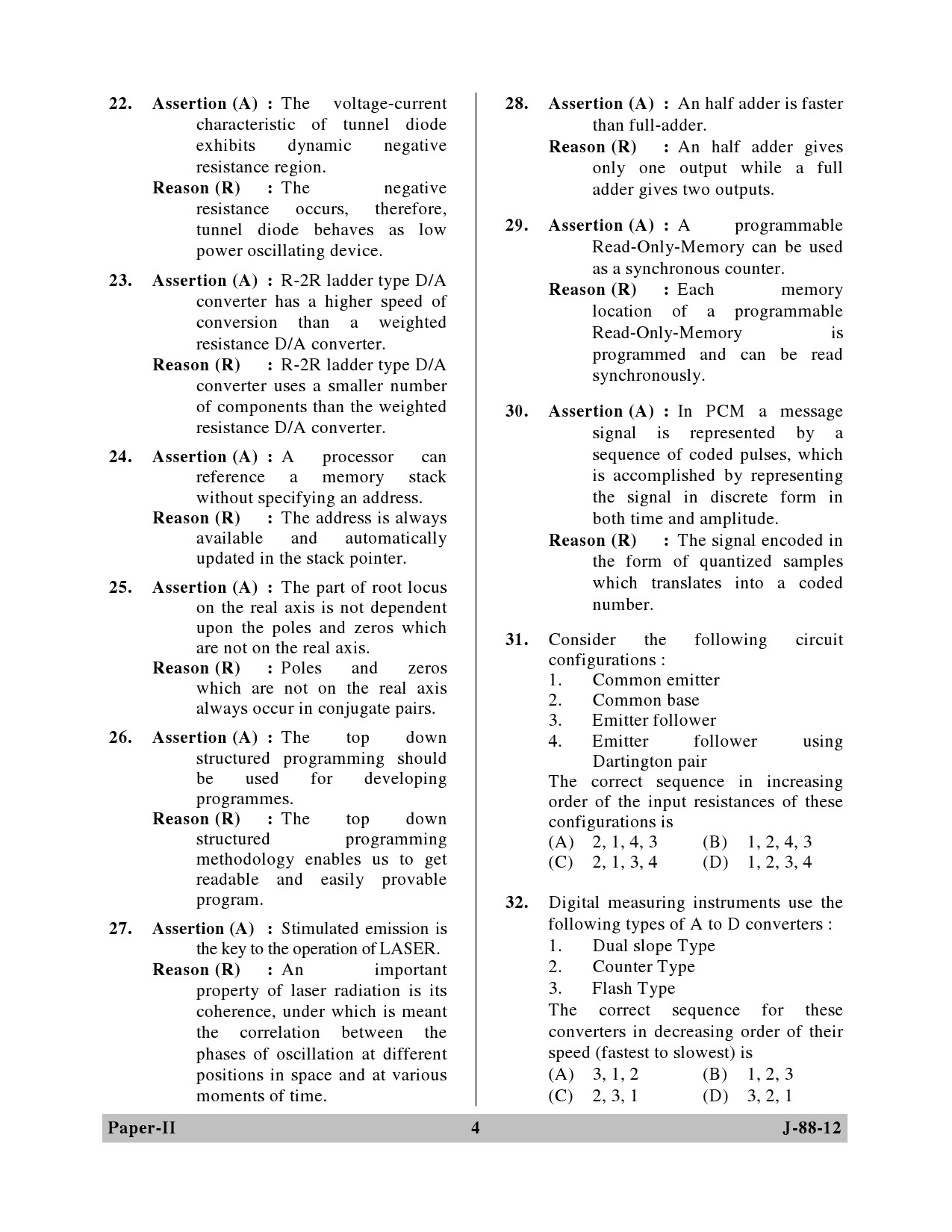 UGC NET Electronic Science Question Paper II June 2012 4