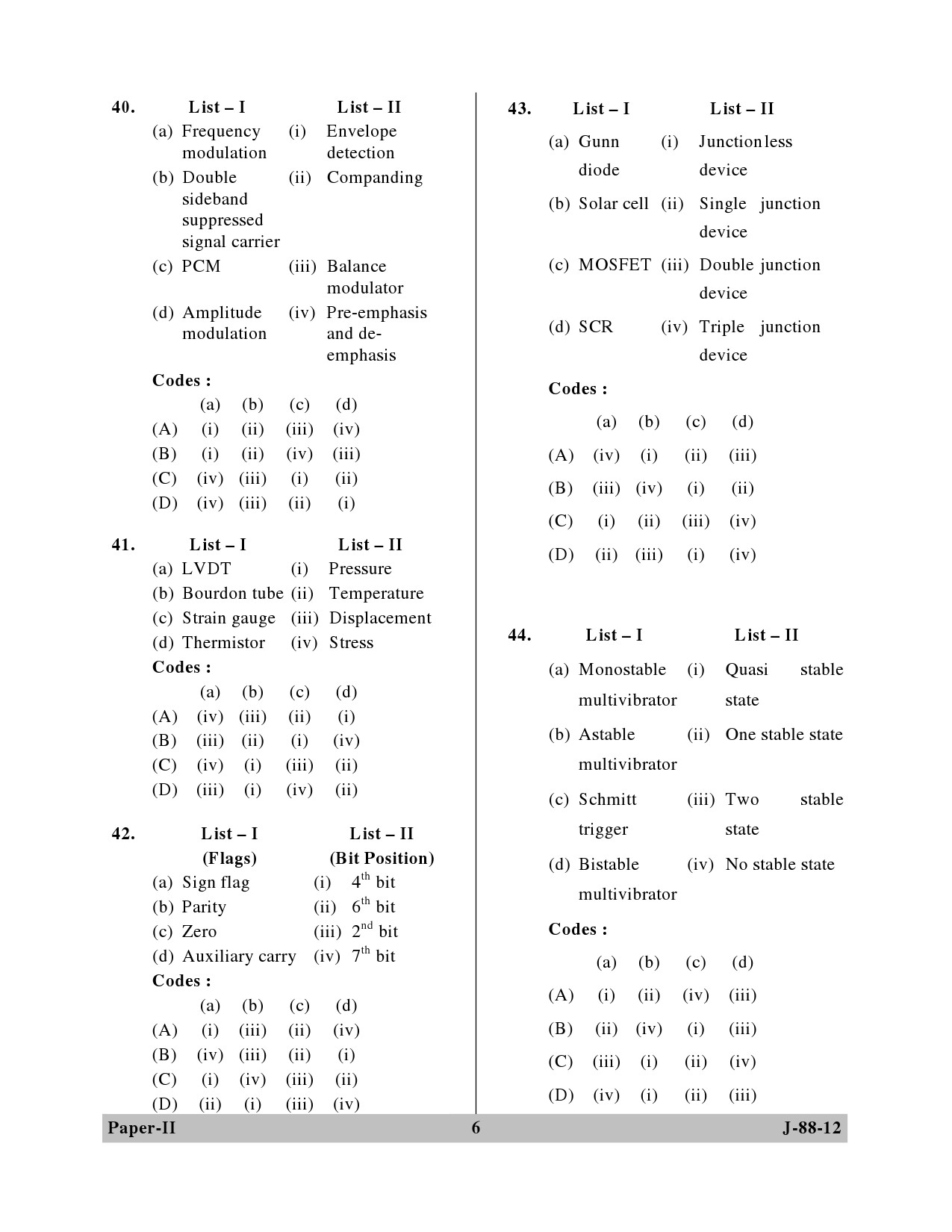 UGC NET Electronic Science Question Paper II June 2012 6