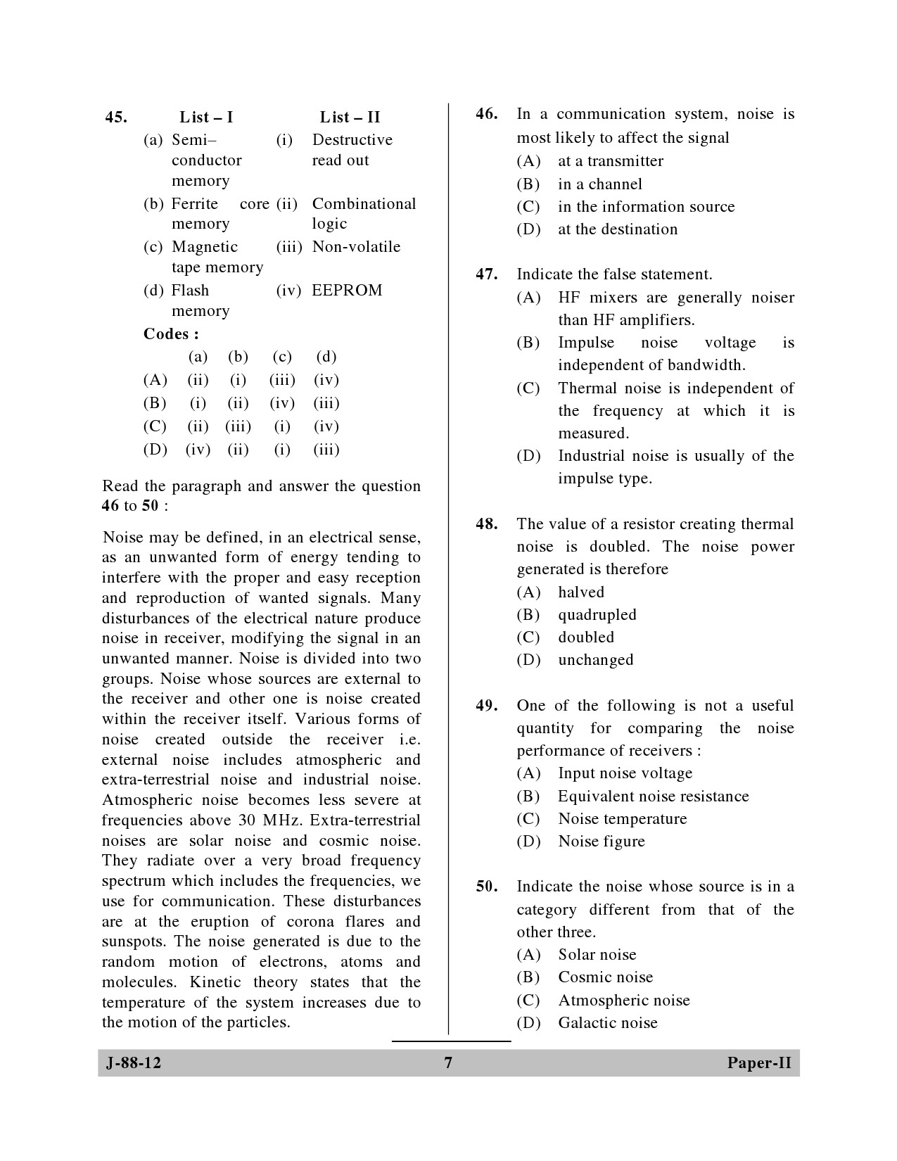 UGC NET Electronic Science Question Paper II June 2012 7