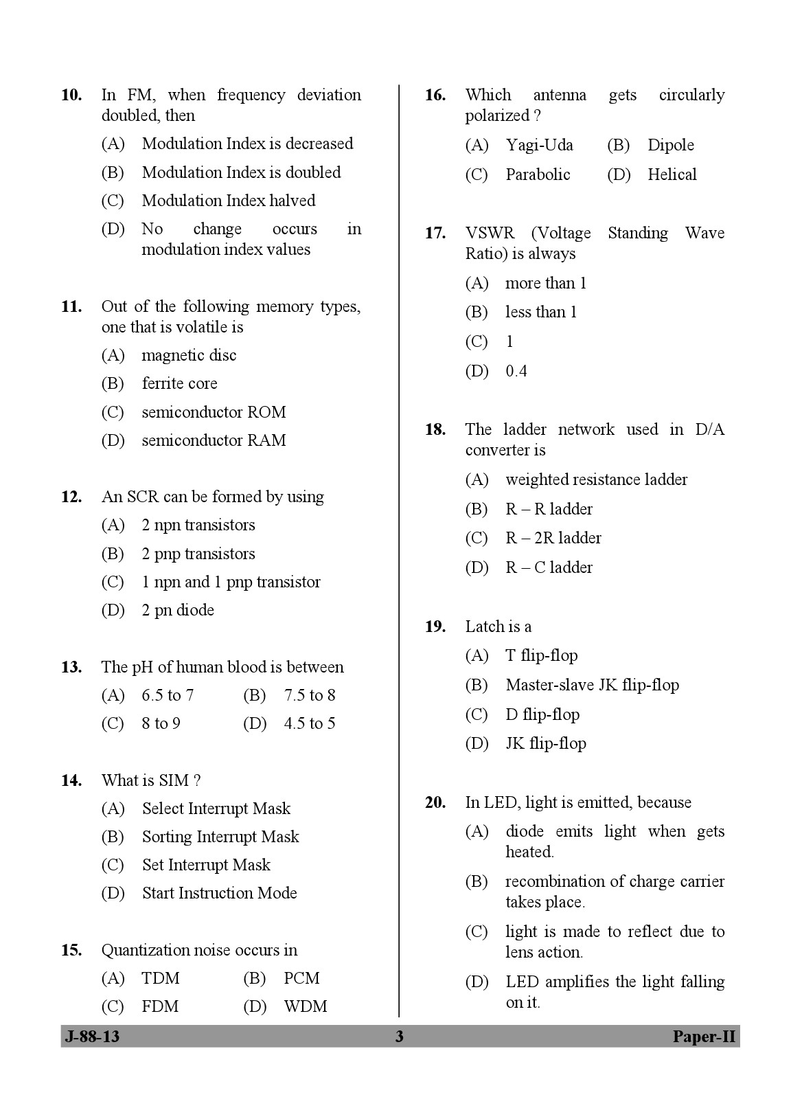 UGC NET Electronic Science Question Paper II June 2013 3