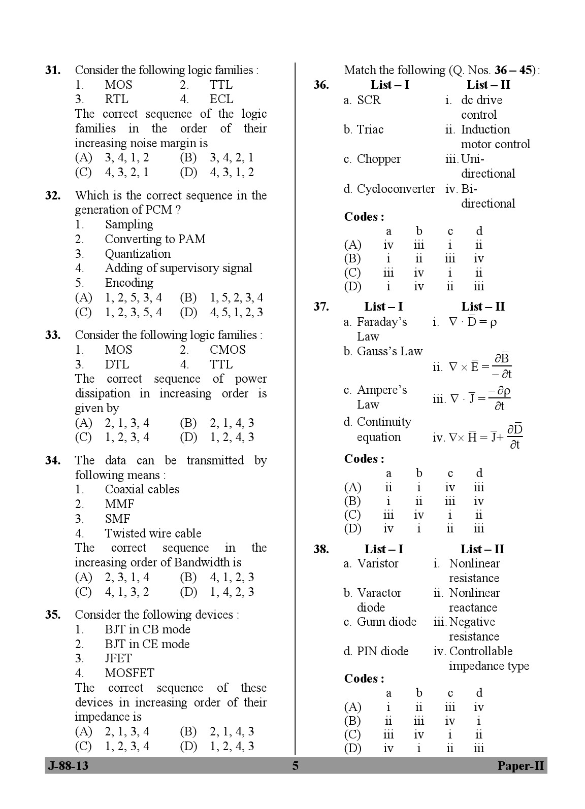 UGC NET Electronic Science Question Paper II June 2013 5