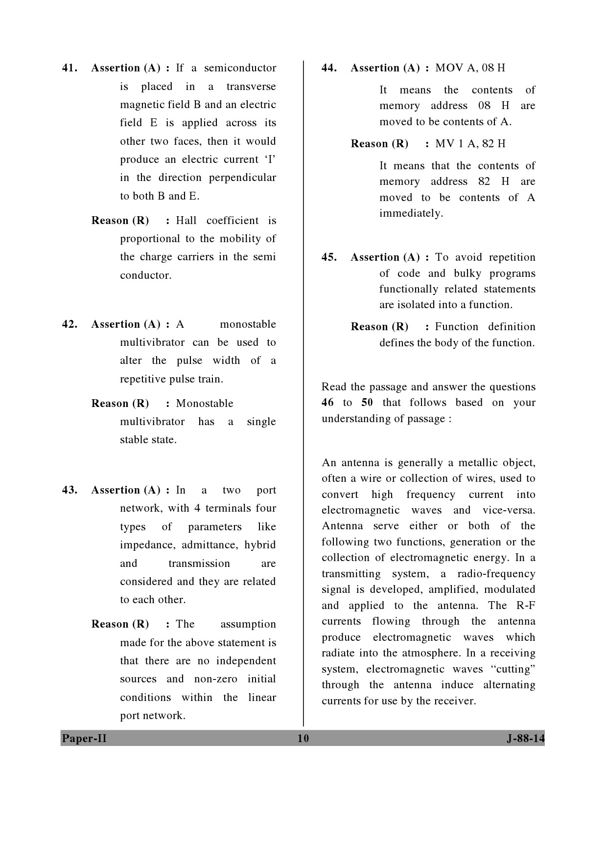 UGC NET Electronic Science Question Paper II June 2014 10