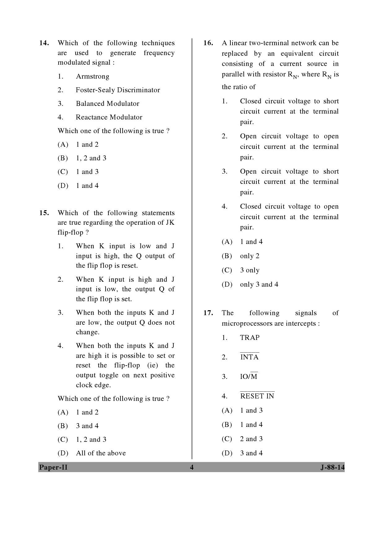 UGC NET Electronic Science Question Paper II June 2014 4