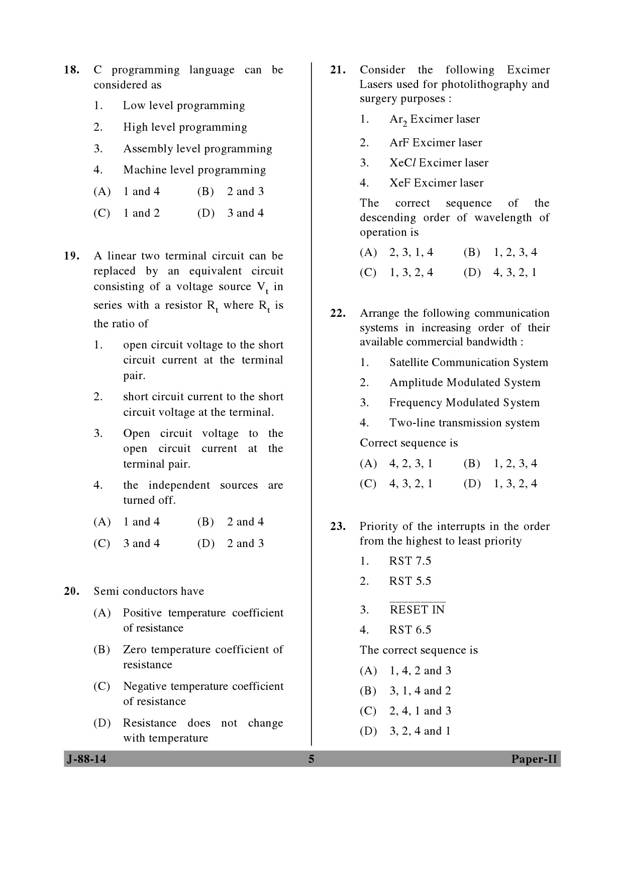 UGC NET Electronic Science Question Paper II June 2014 5