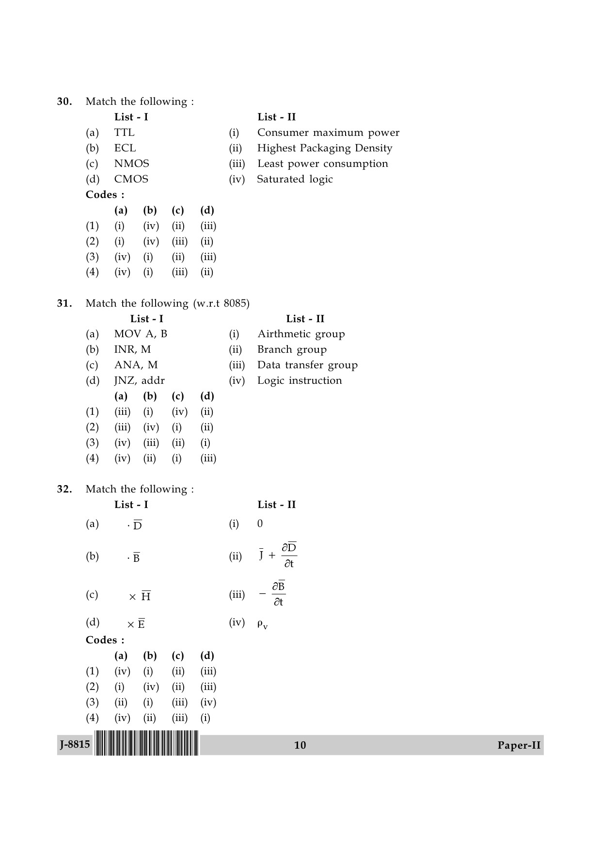 UGC NET Electronic Science Question Paper II June 2015 10