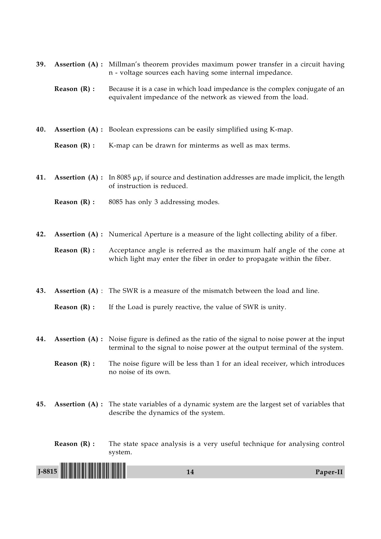 UGC NET Electronic Science Question Paper II June 2015 14