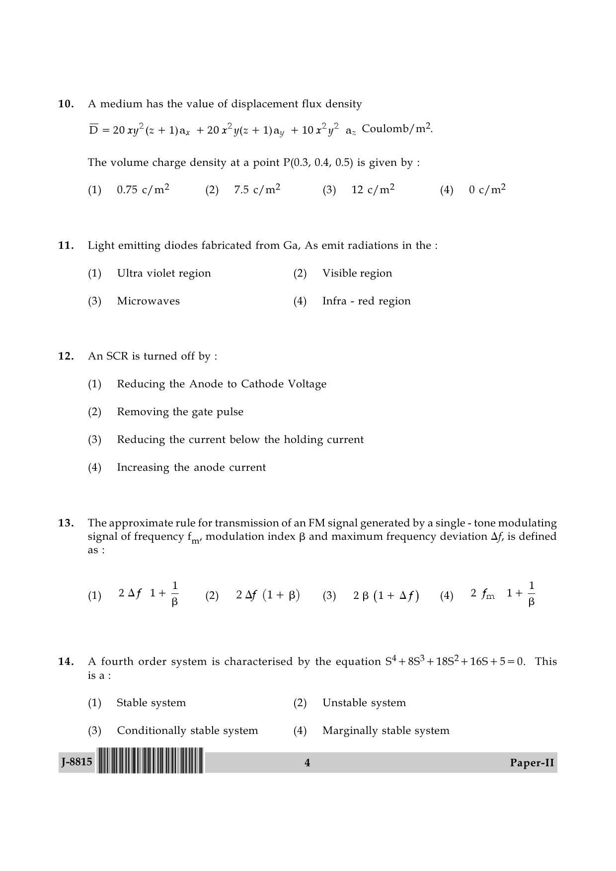 UGC NET Electronic Science Question Paper II June 2015 4