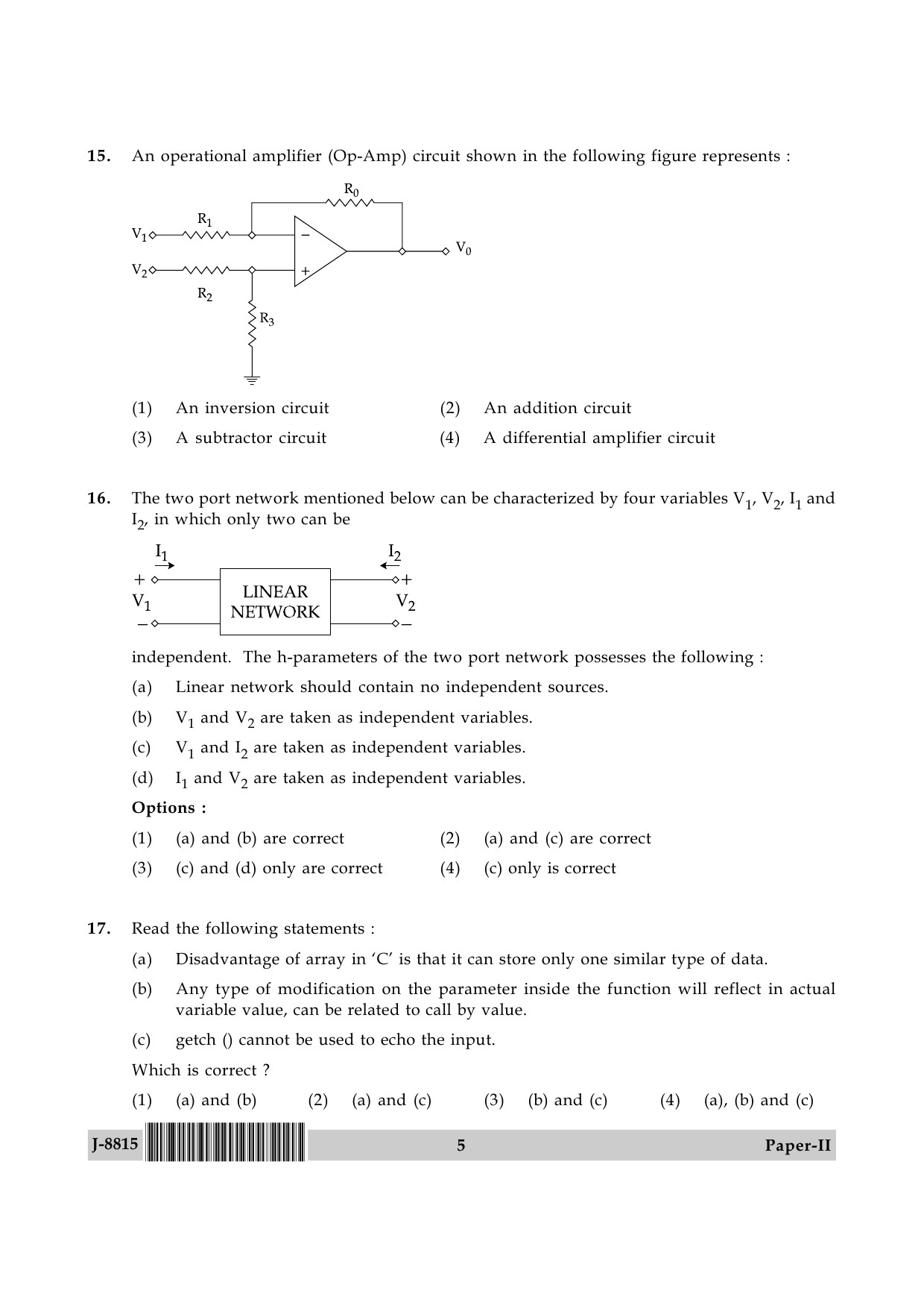 UGC NET Electronic Science Question Paper II June 2015 5