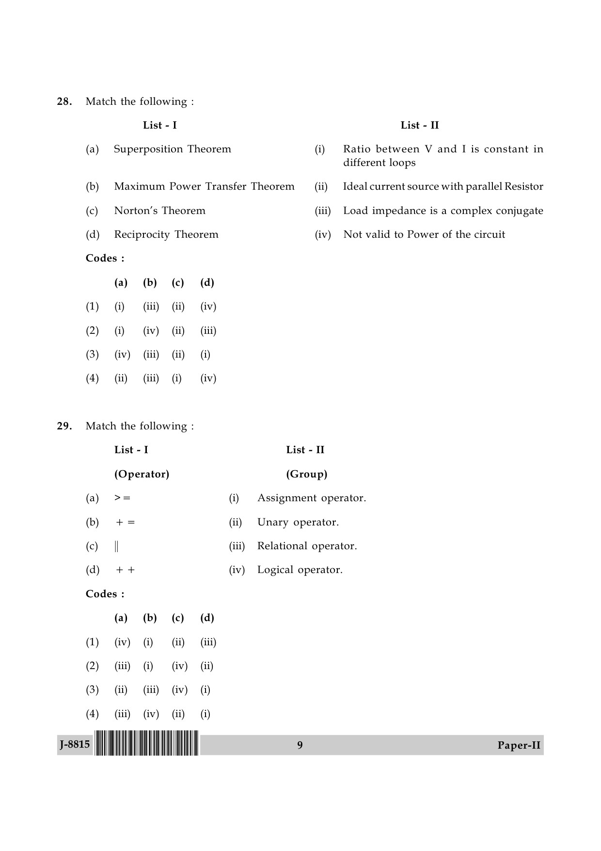 UGC NET Electronic Science Question Paper II June 2015 9